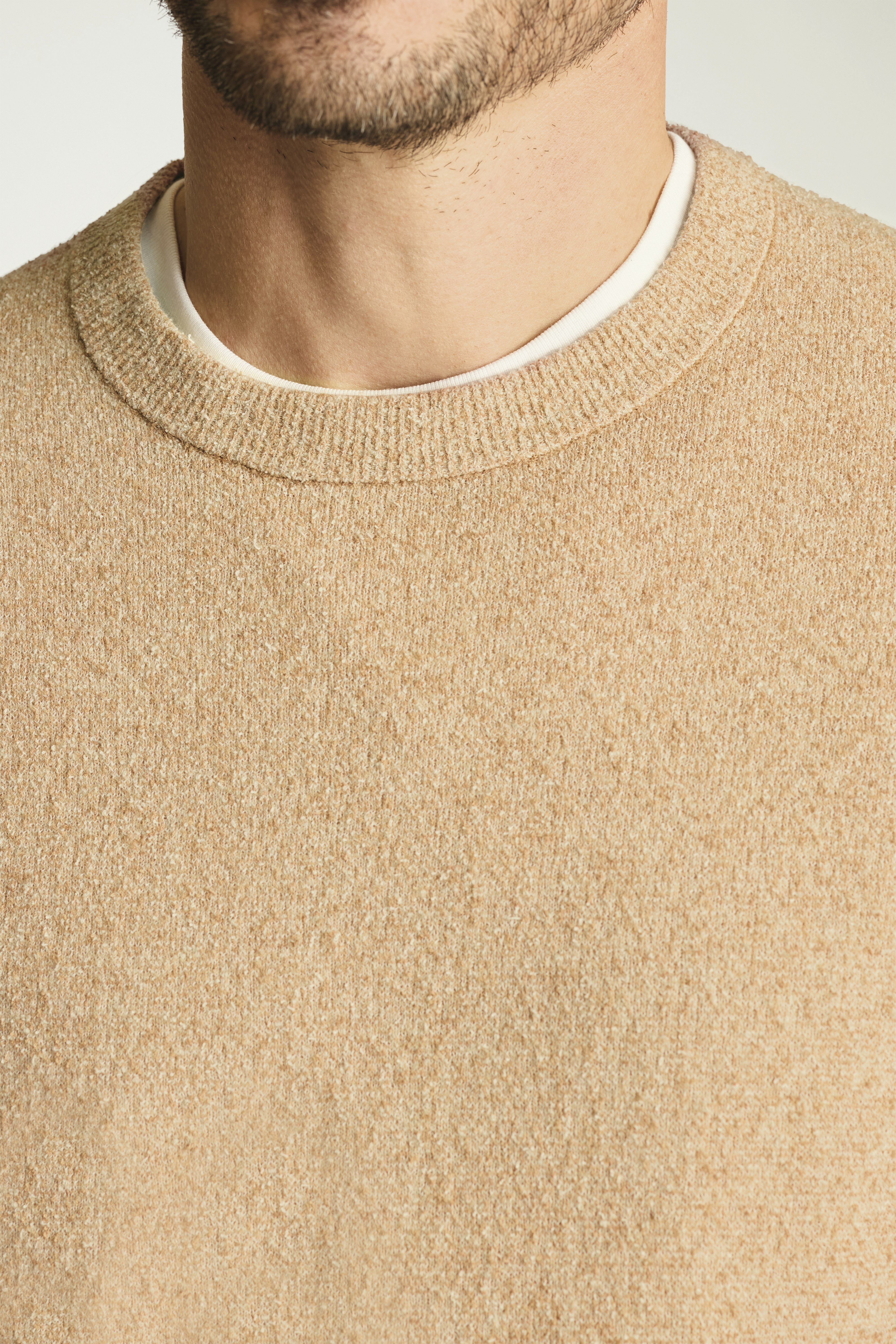 Boucle Cotton Sweater camel stripe