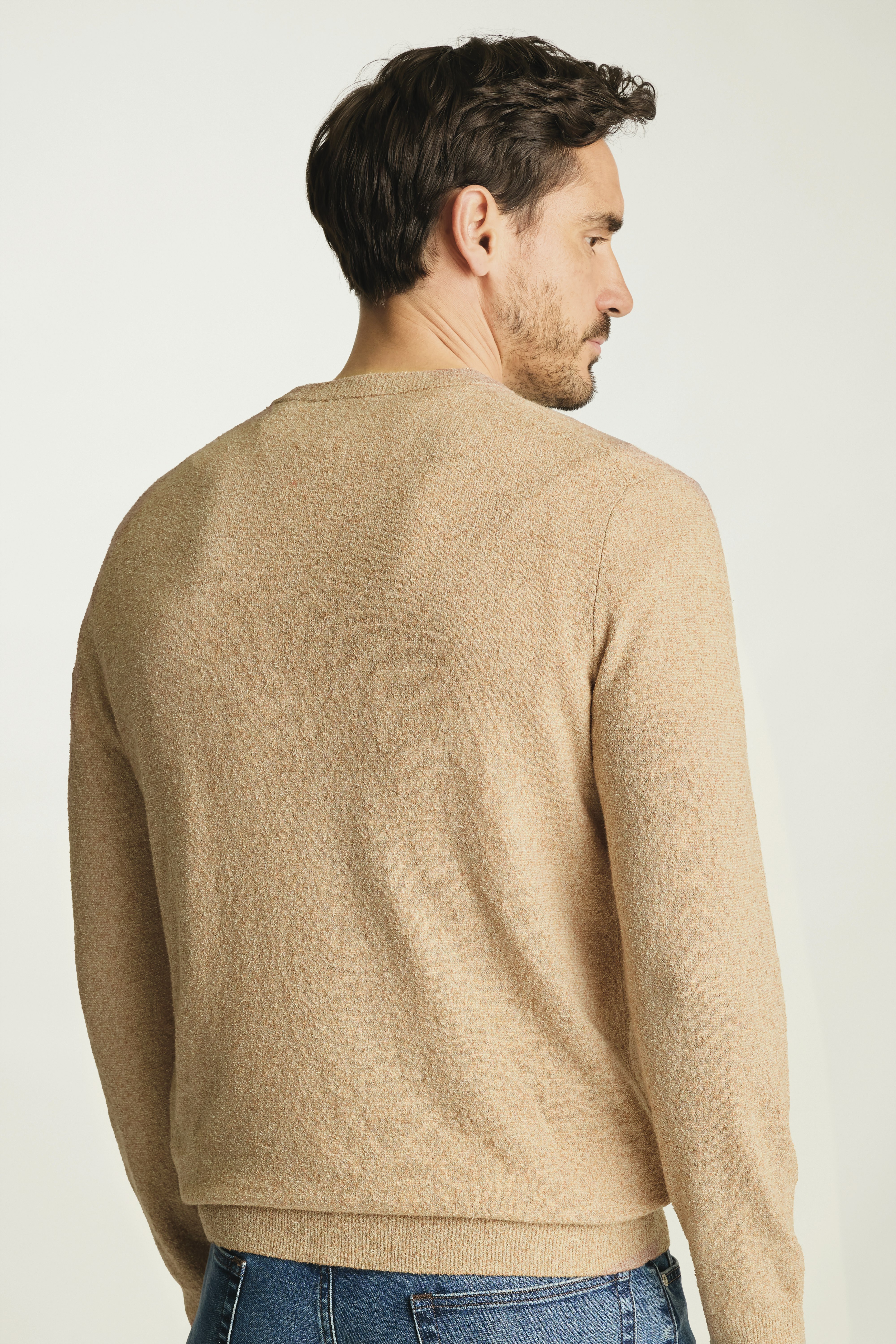Boucle Cotton Sweater camel stripe