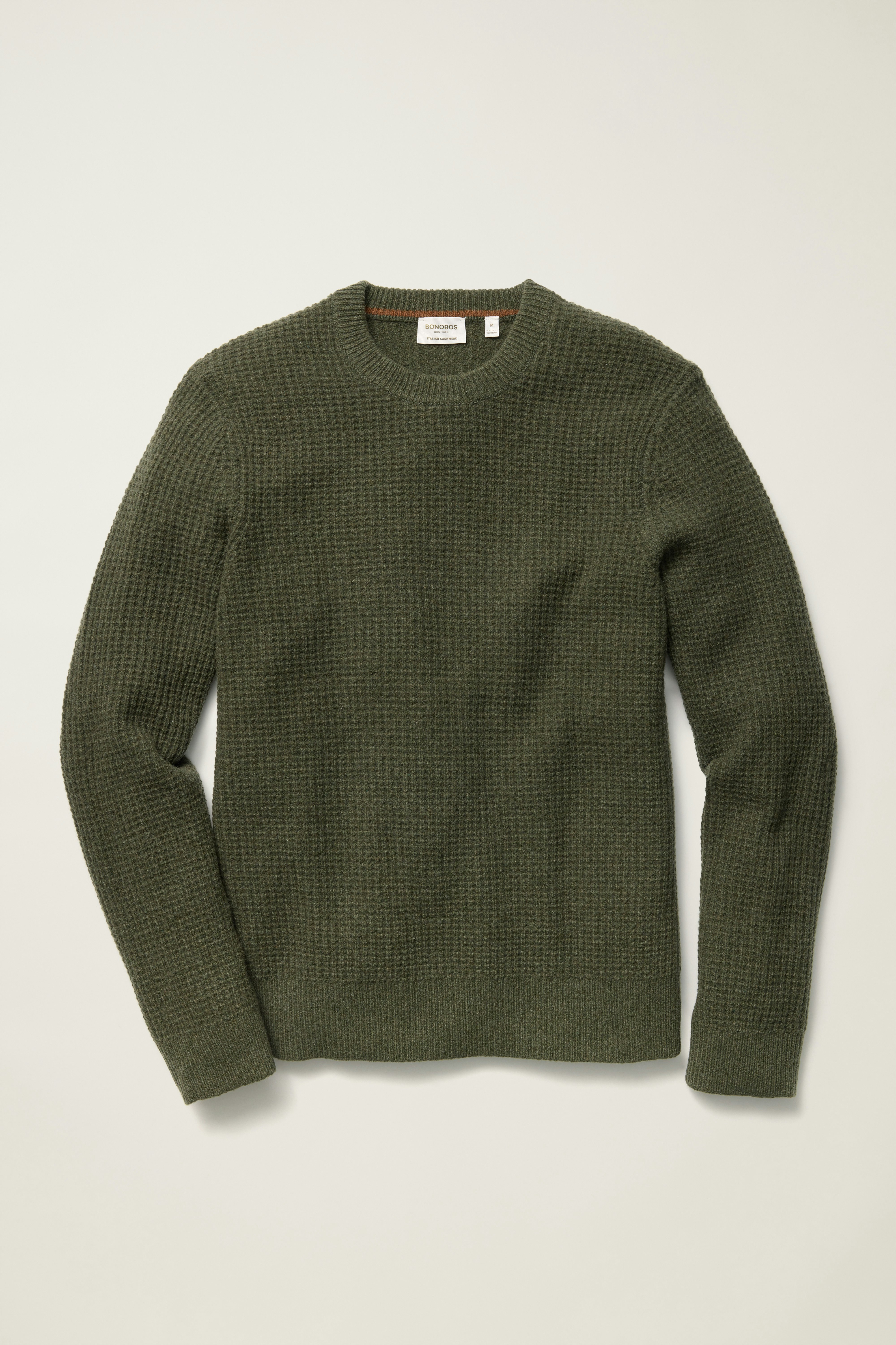 Italian Cashmere Crew Neck Sweater dark olive green