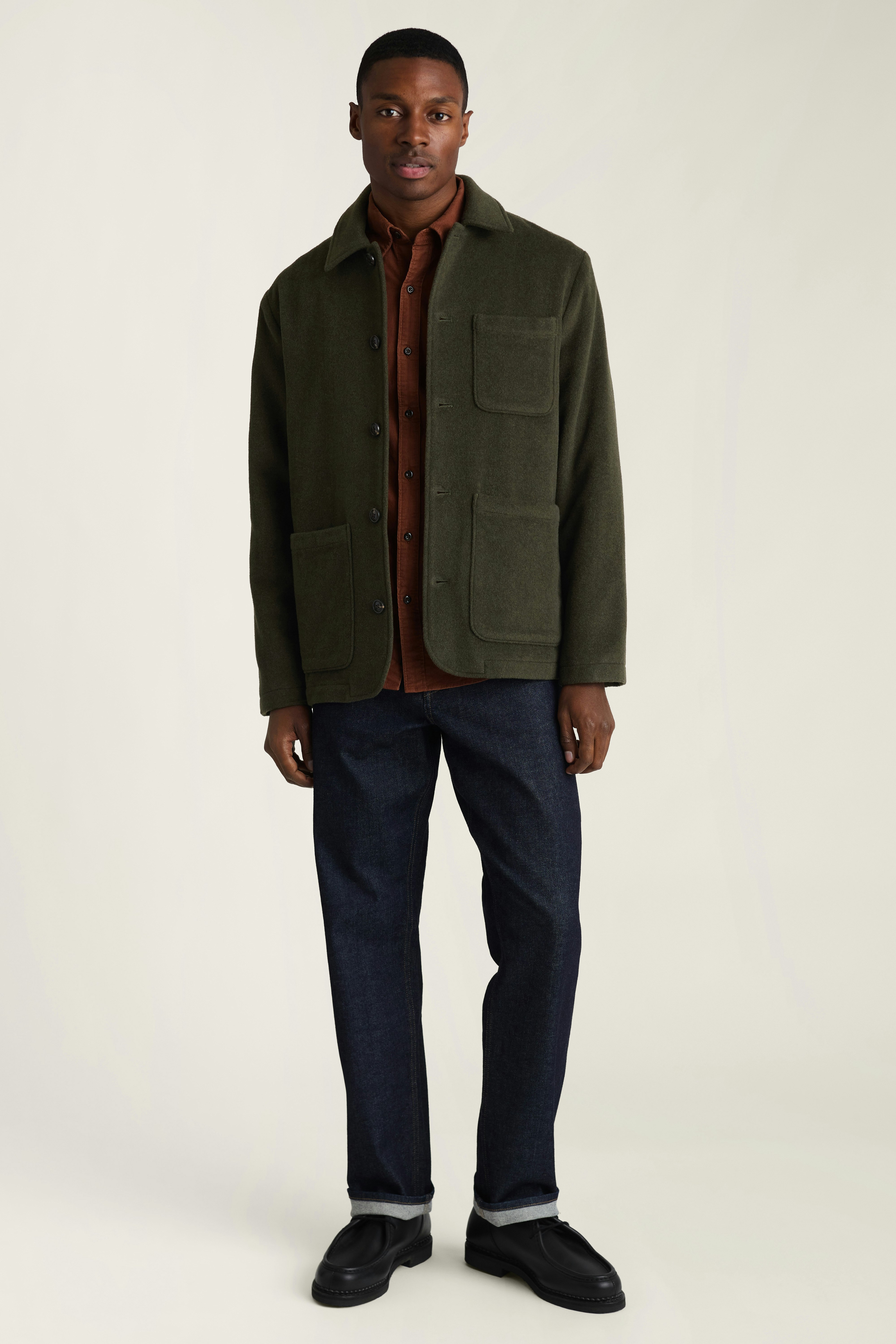 Wool Cashmere Chore Jacket olive green