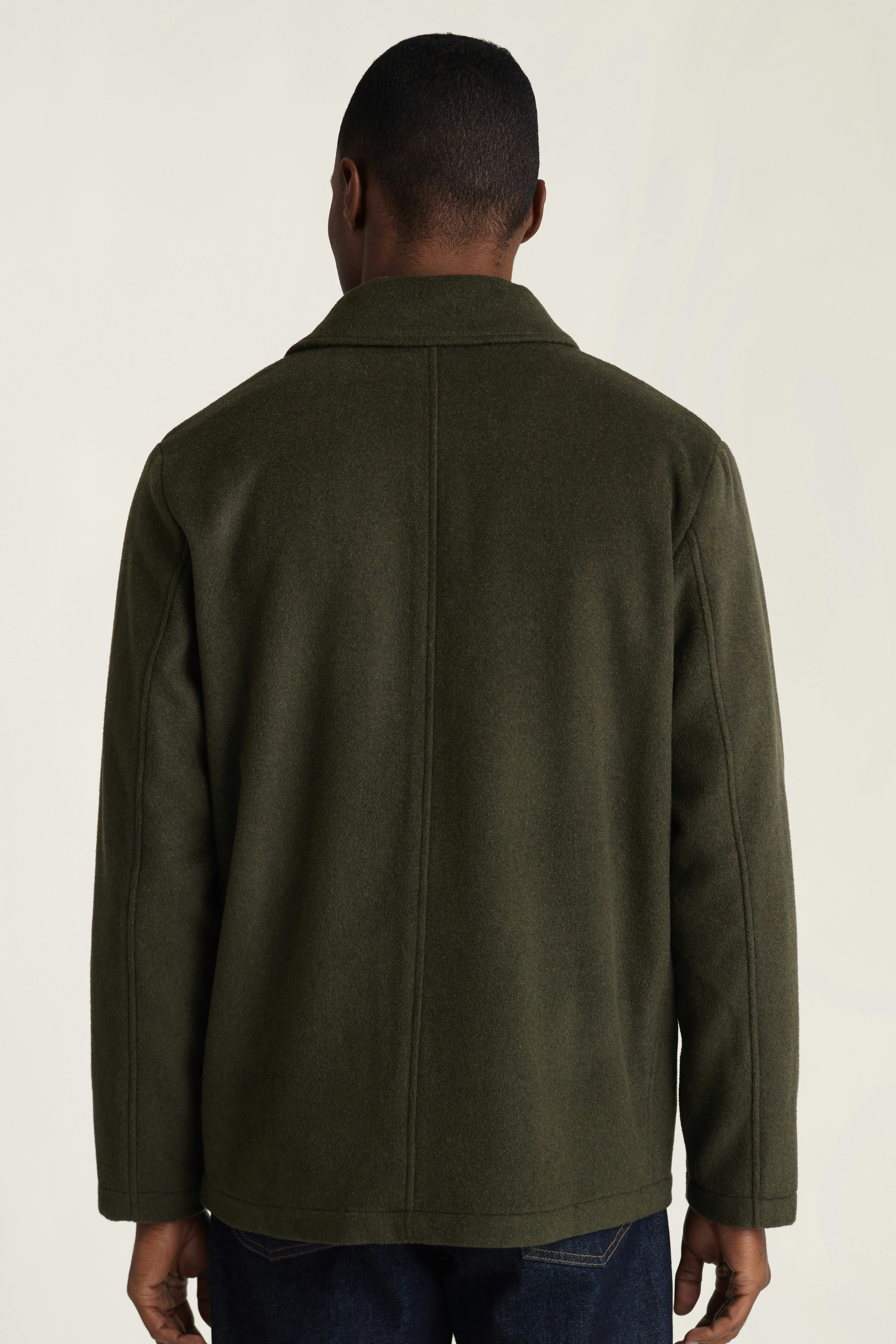 Wool Cashmere Chore Jacket olive green