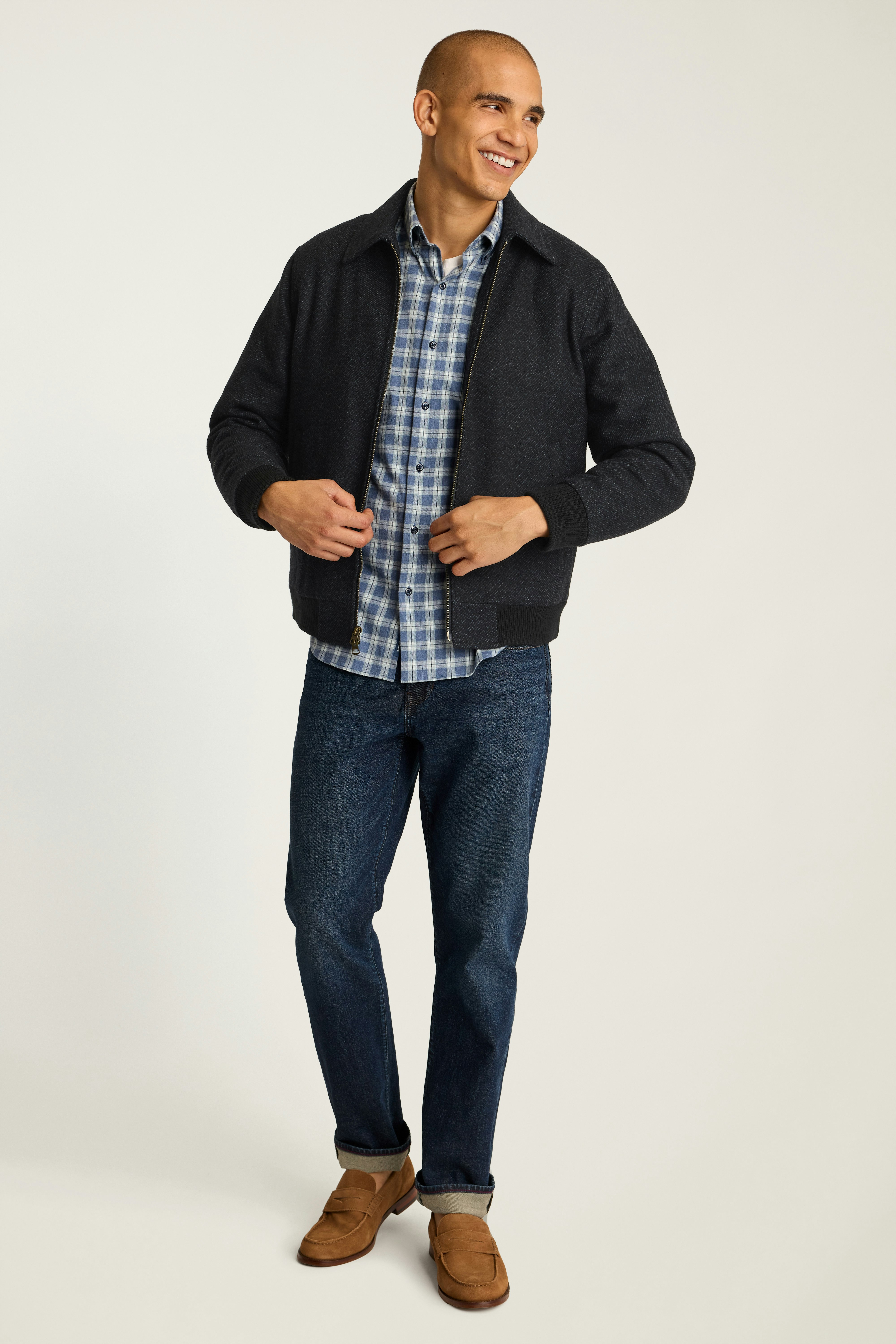 The Italian Wool Bomber navy blue jaspe