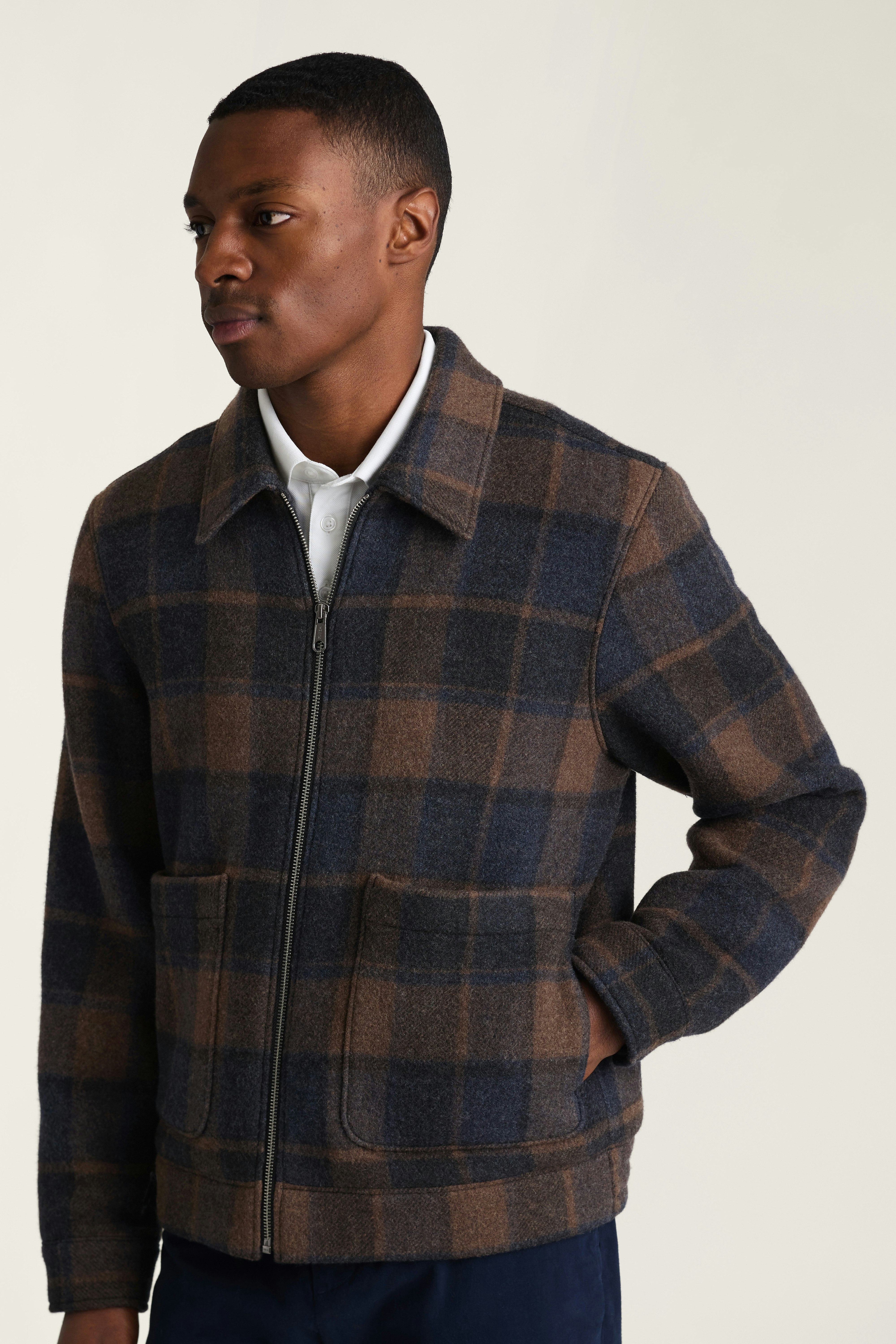 The Italian Wool Deck Jacket navy khaki check 3 The Italian Wool Deck Jacket navy khaki check