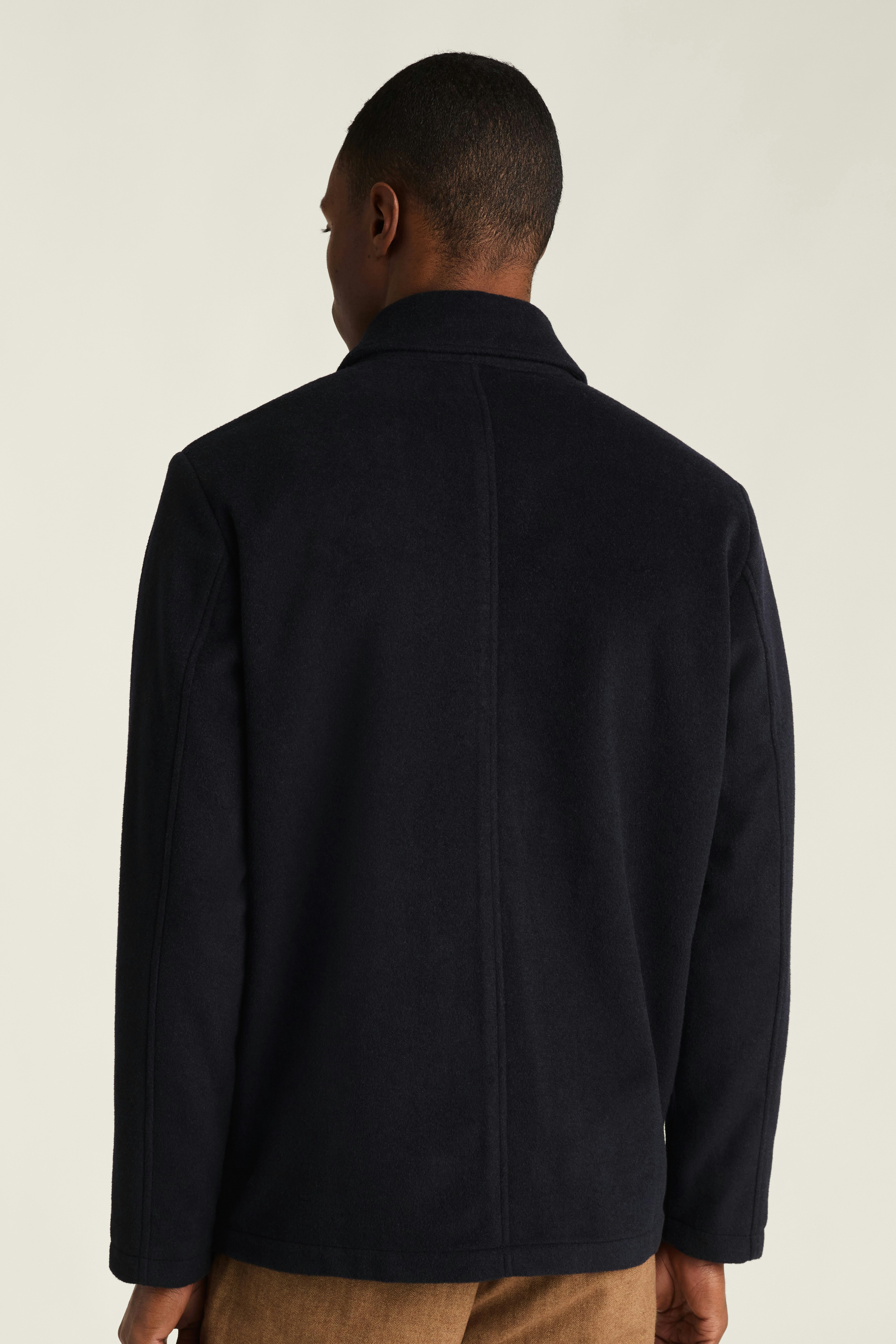 Wool Cashmere Chore Jacket dark navy blue