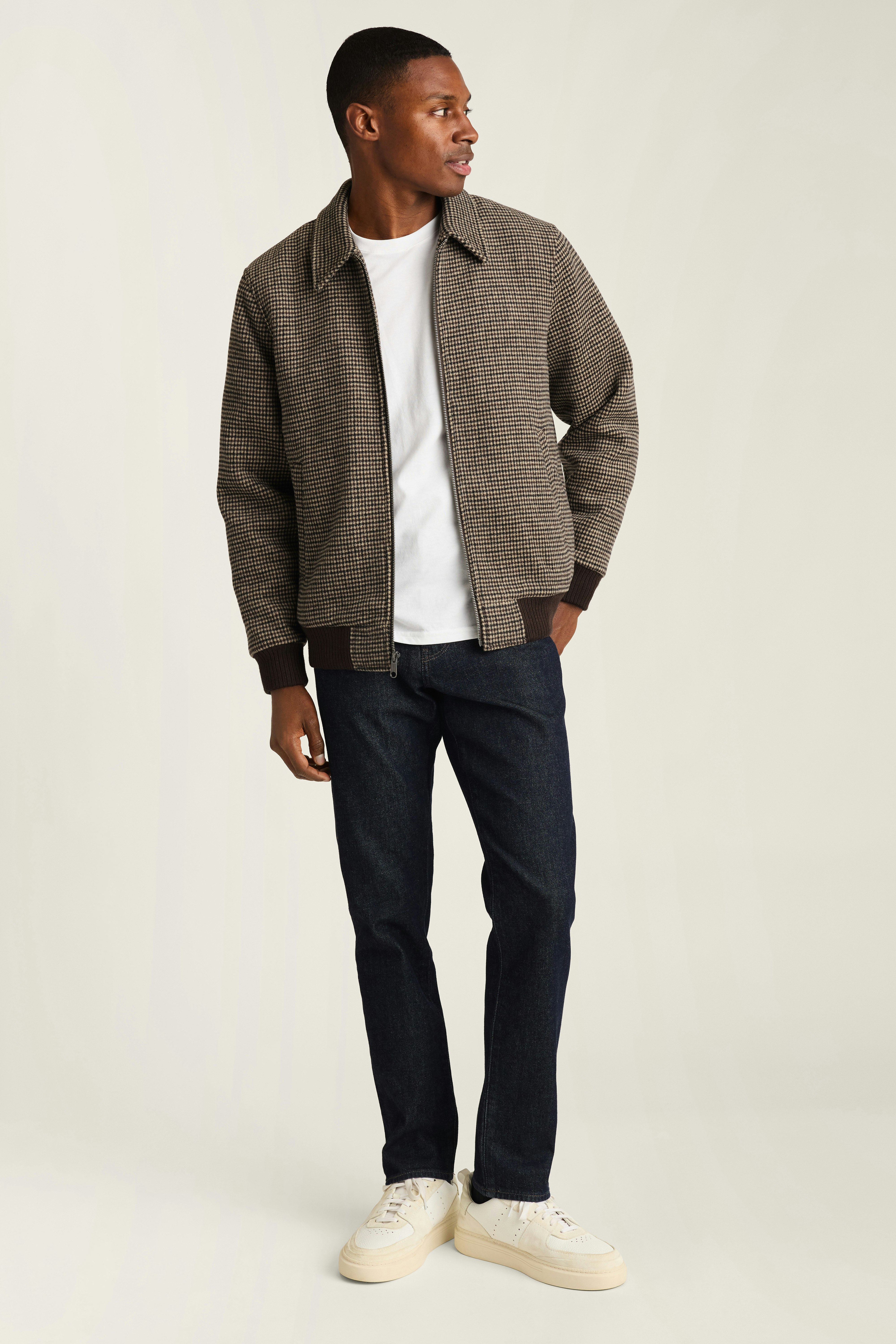 The Italian Wool Bomber black khaki check