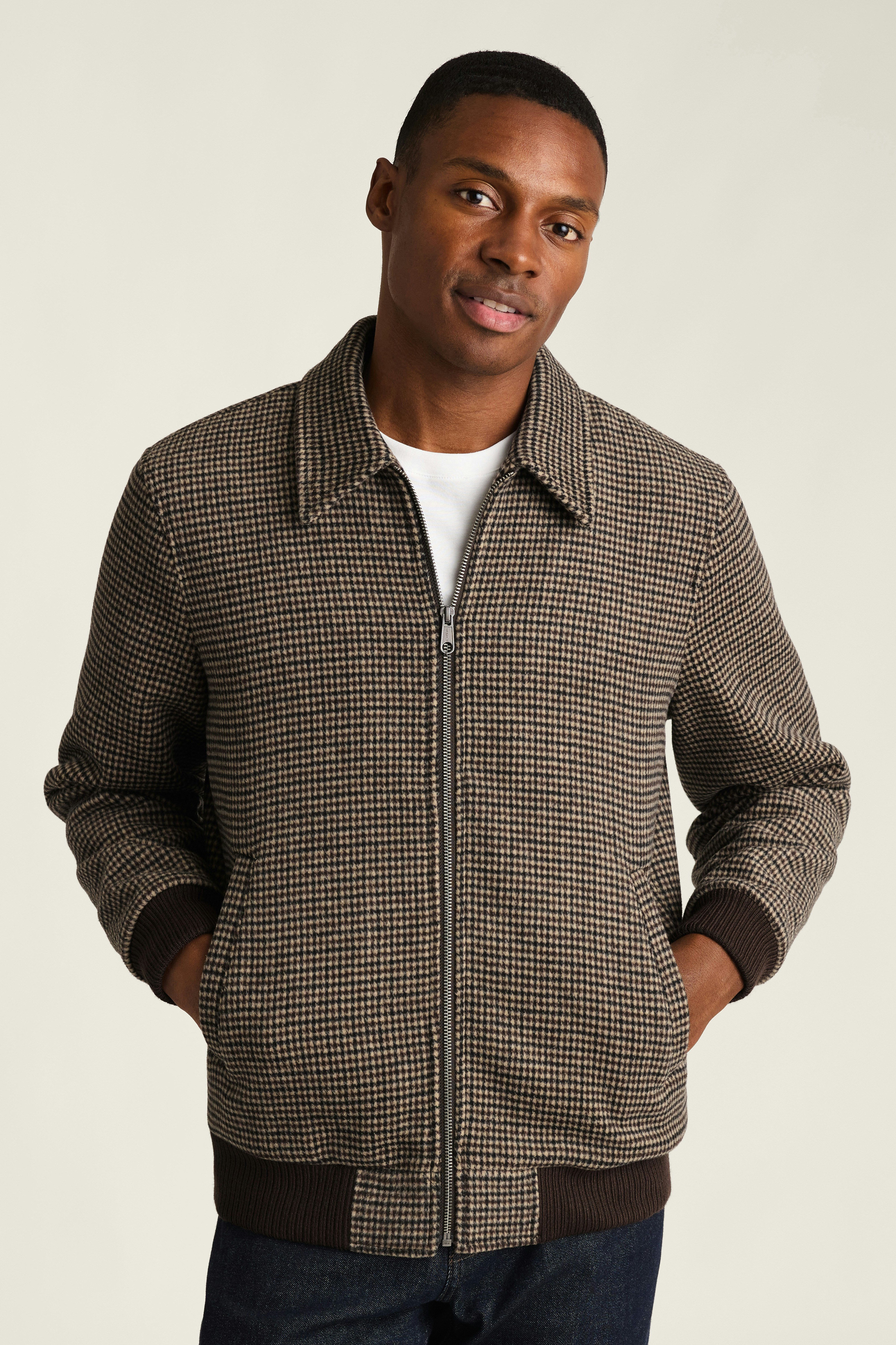The Italian Wool Bomber black khaki check