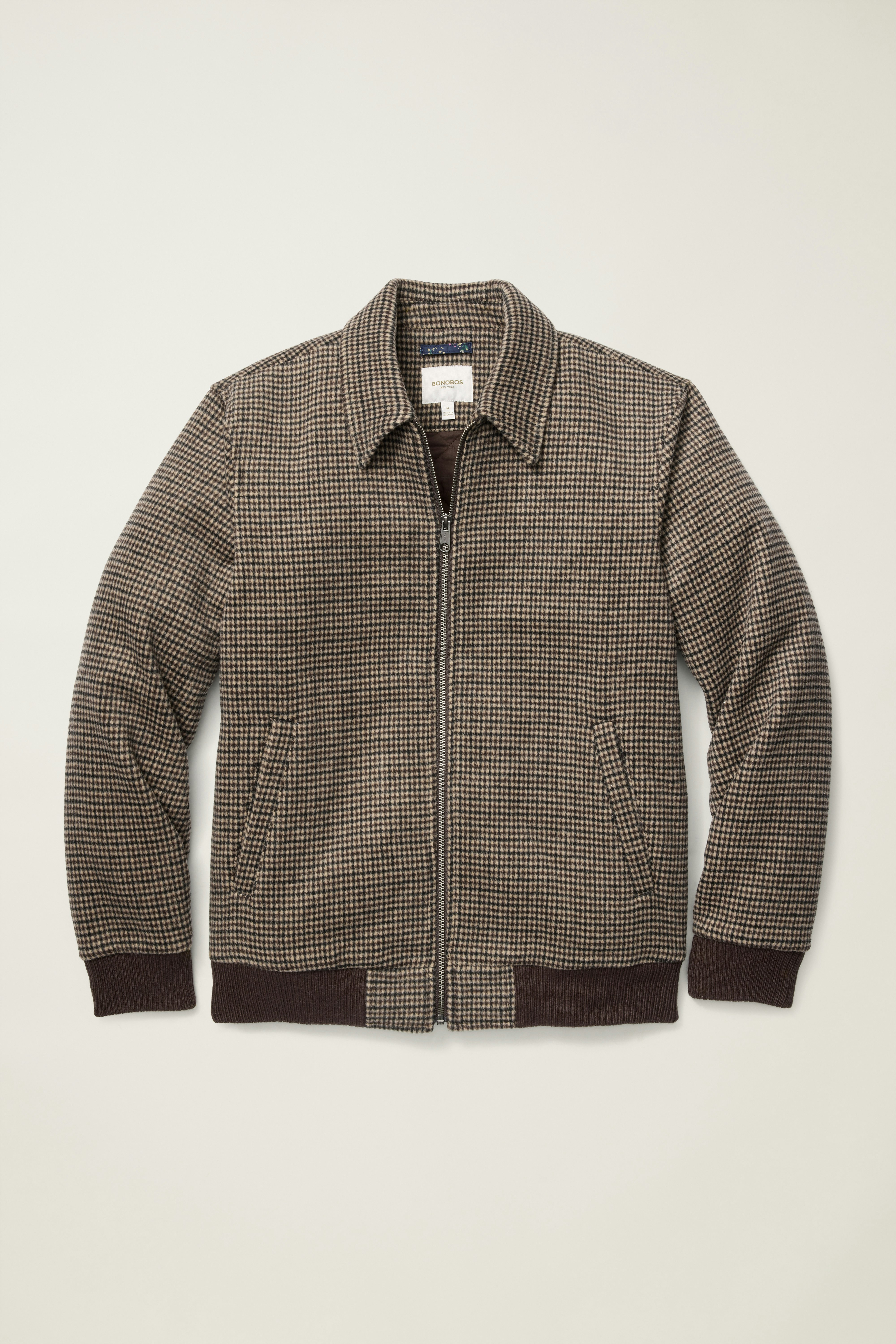 The Italian Wool Bomber black khaki check