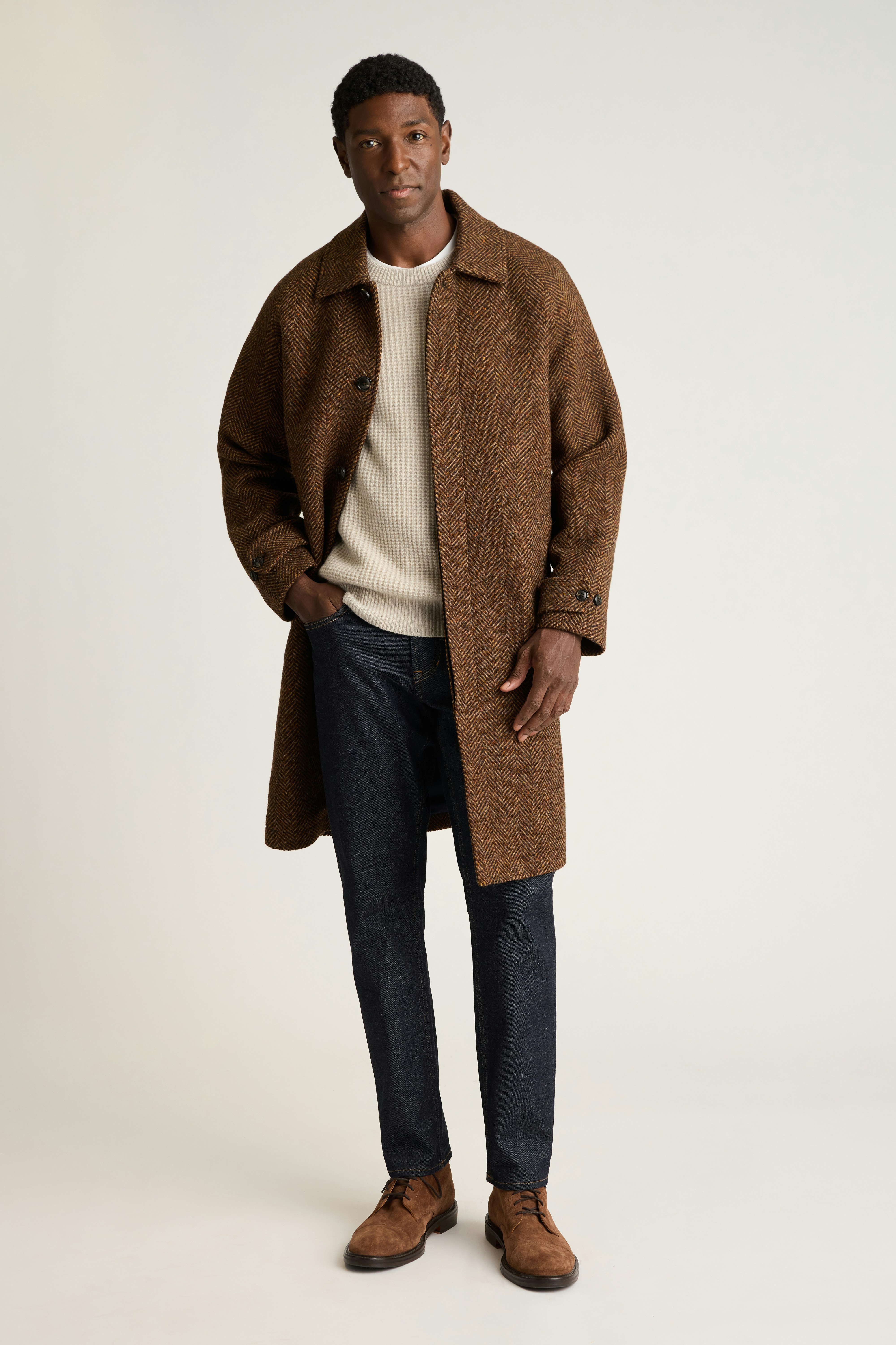 The Italian Wool Overcoat rust herringbone