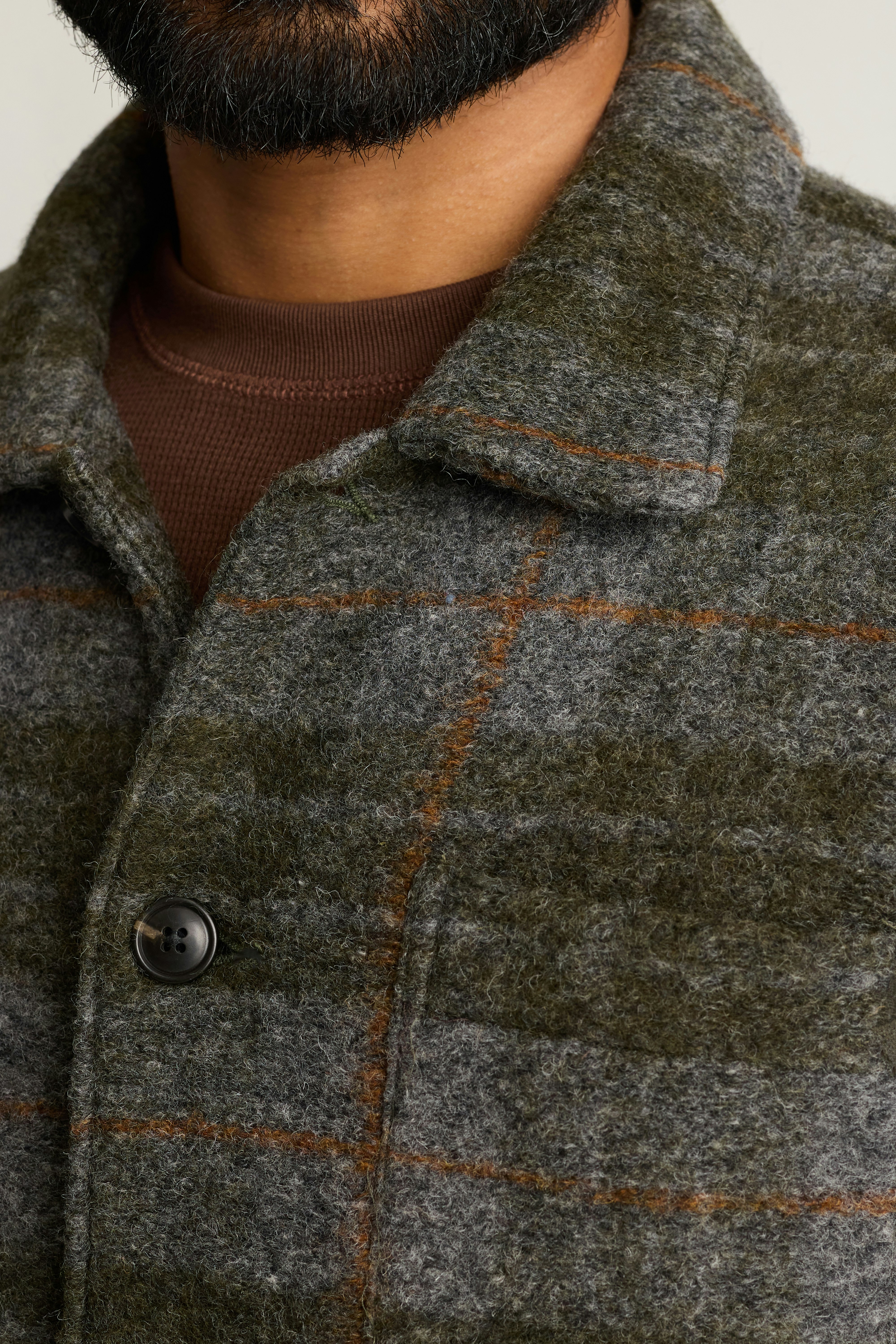 Italian Wool Chore Jacket multi green plaid