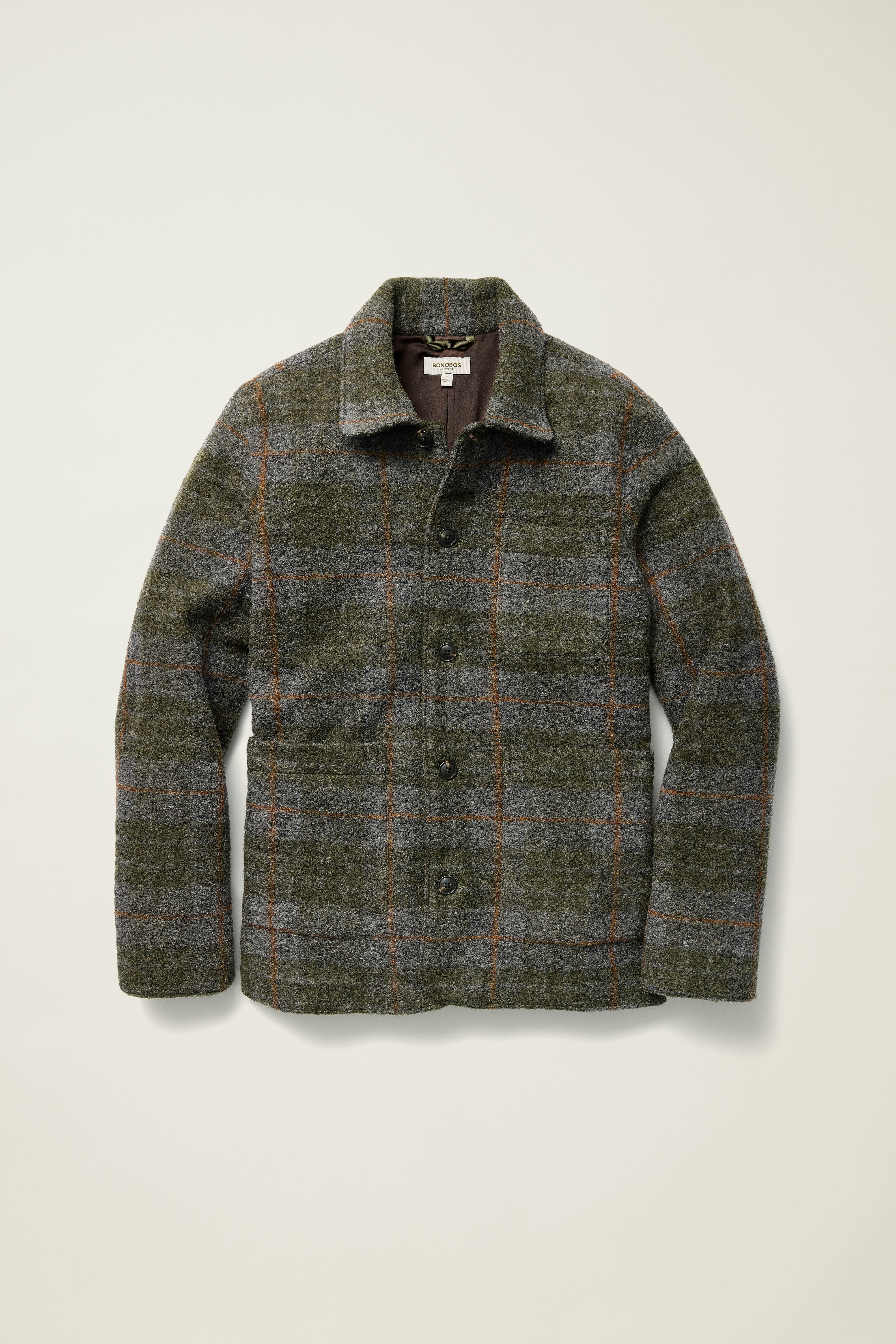 Italian Wool Chore Jacket multi green plaid
