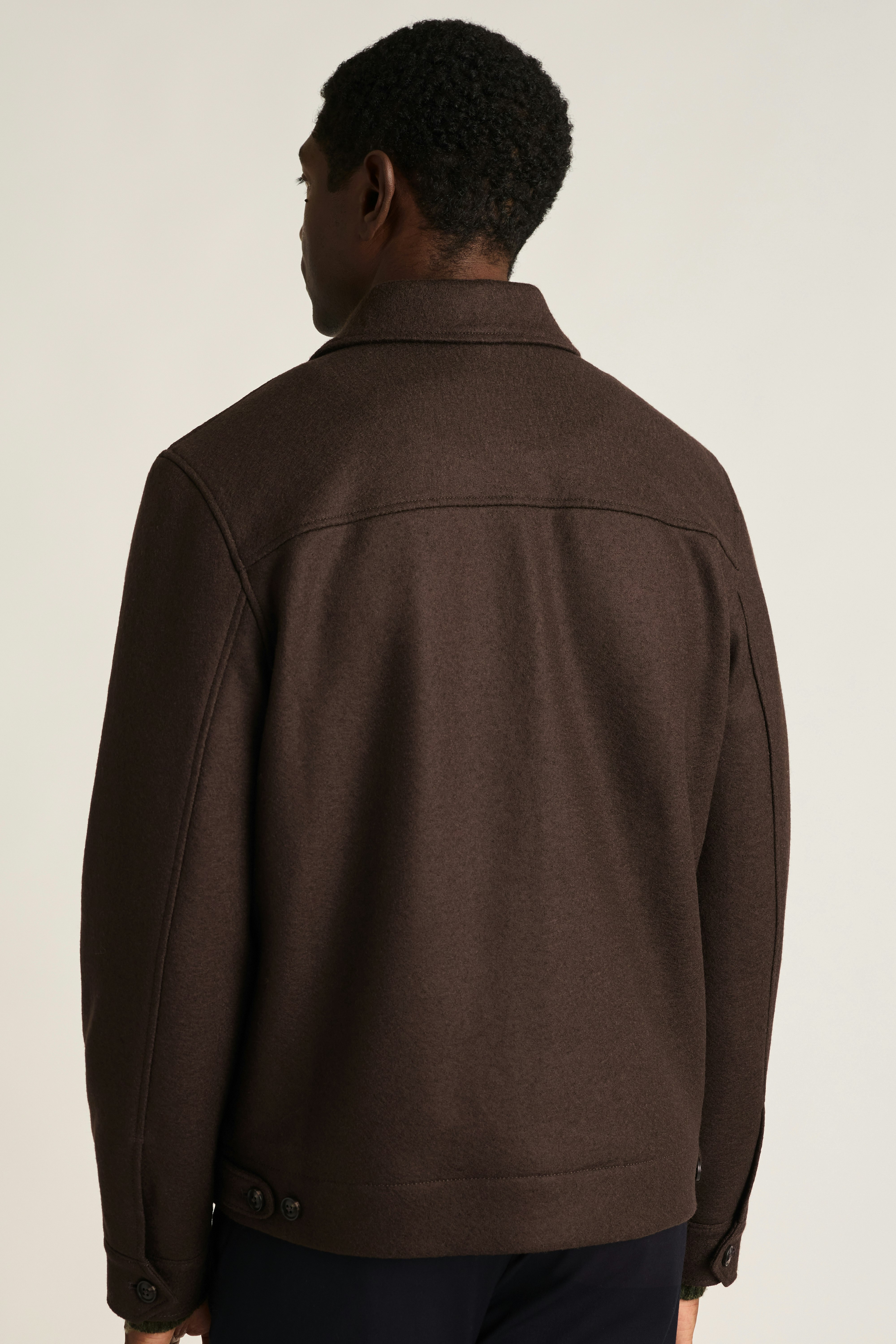 Italian Brushed Wool Deck Jacket dark chocolate brown