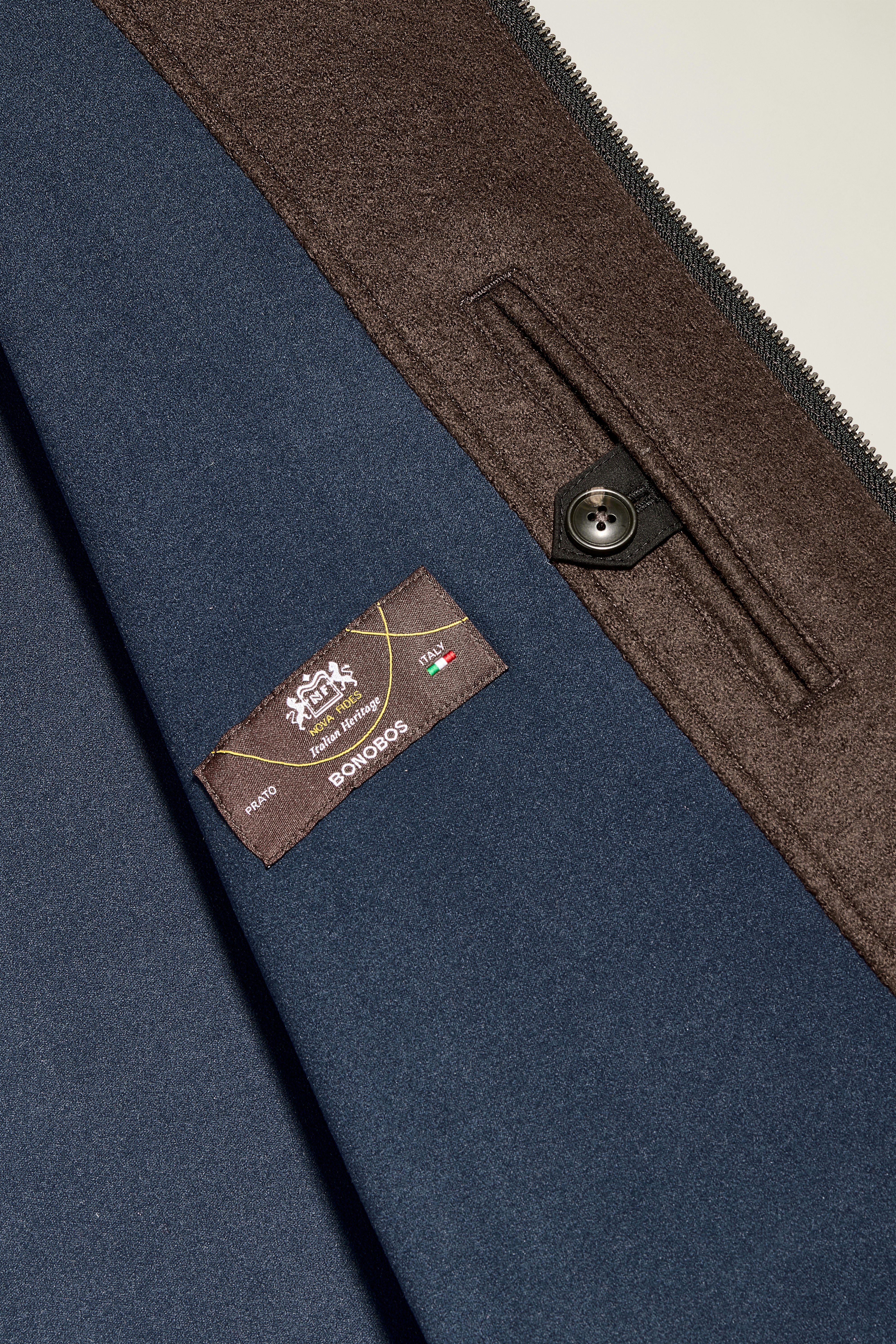 Italian Brushed Wool Deck Jacket dark chocolate brown