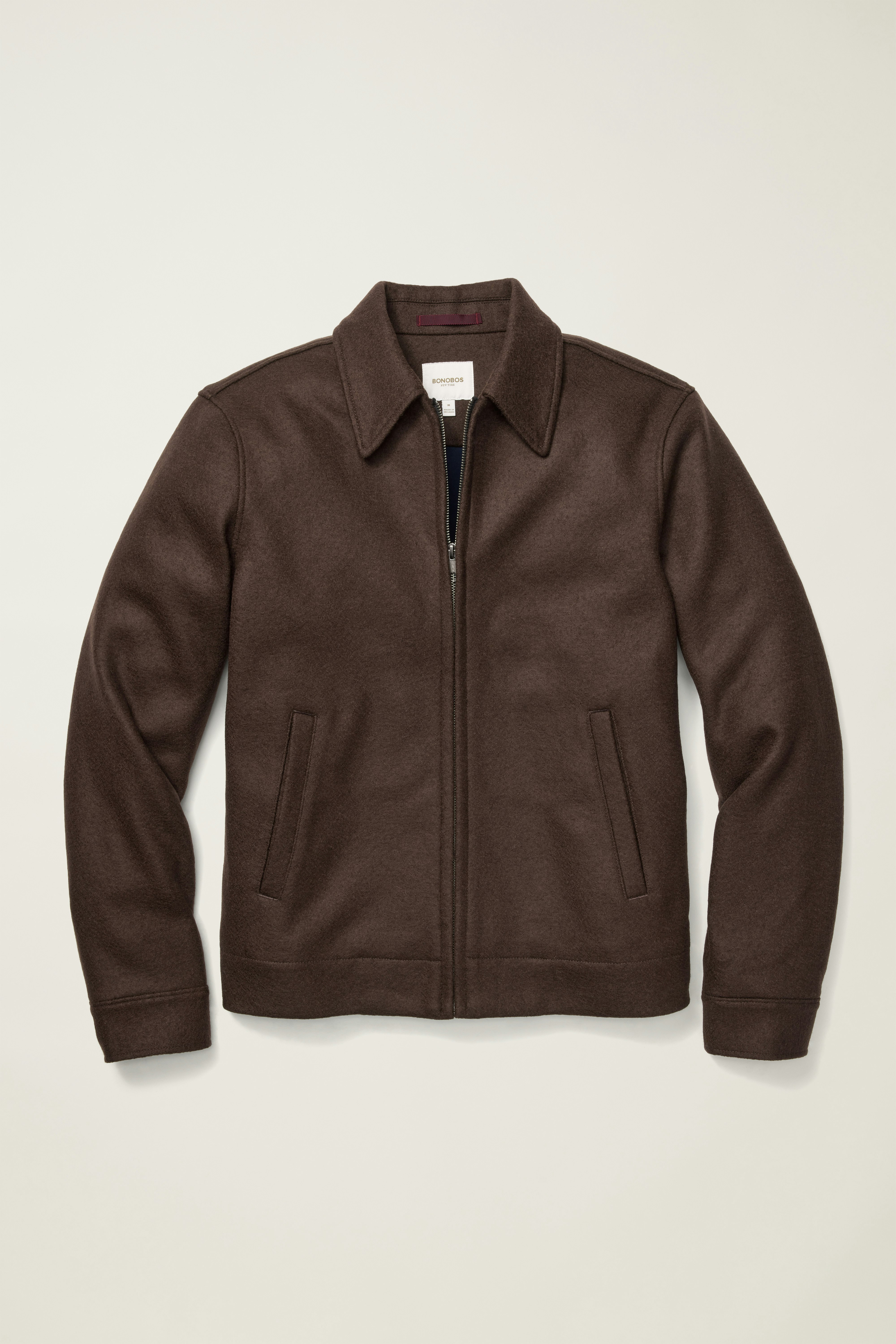 Italian Brushed Wool Deck Jacket dark chocolate brown