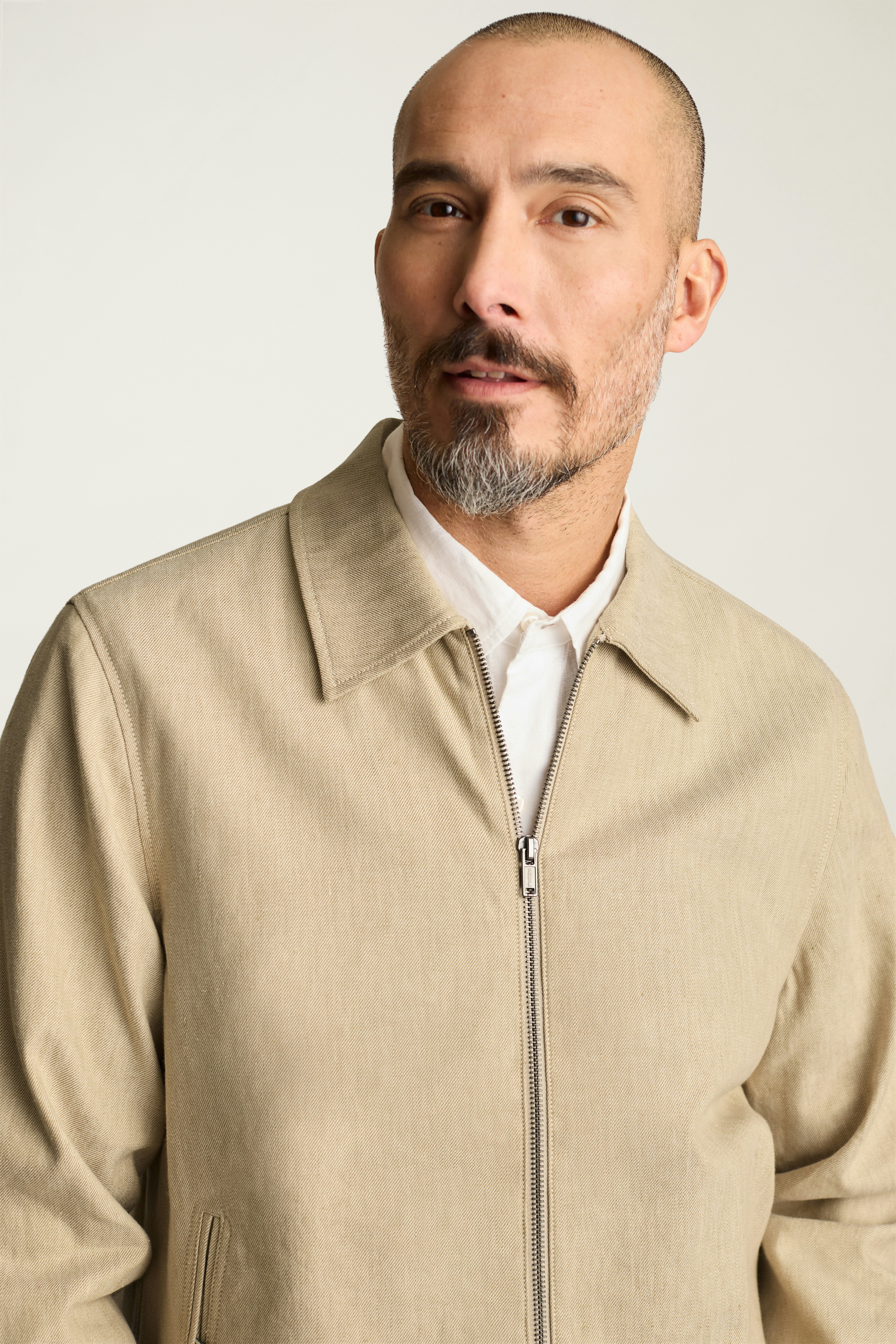 Aviator Linen Cotton Bomber light khaki sand