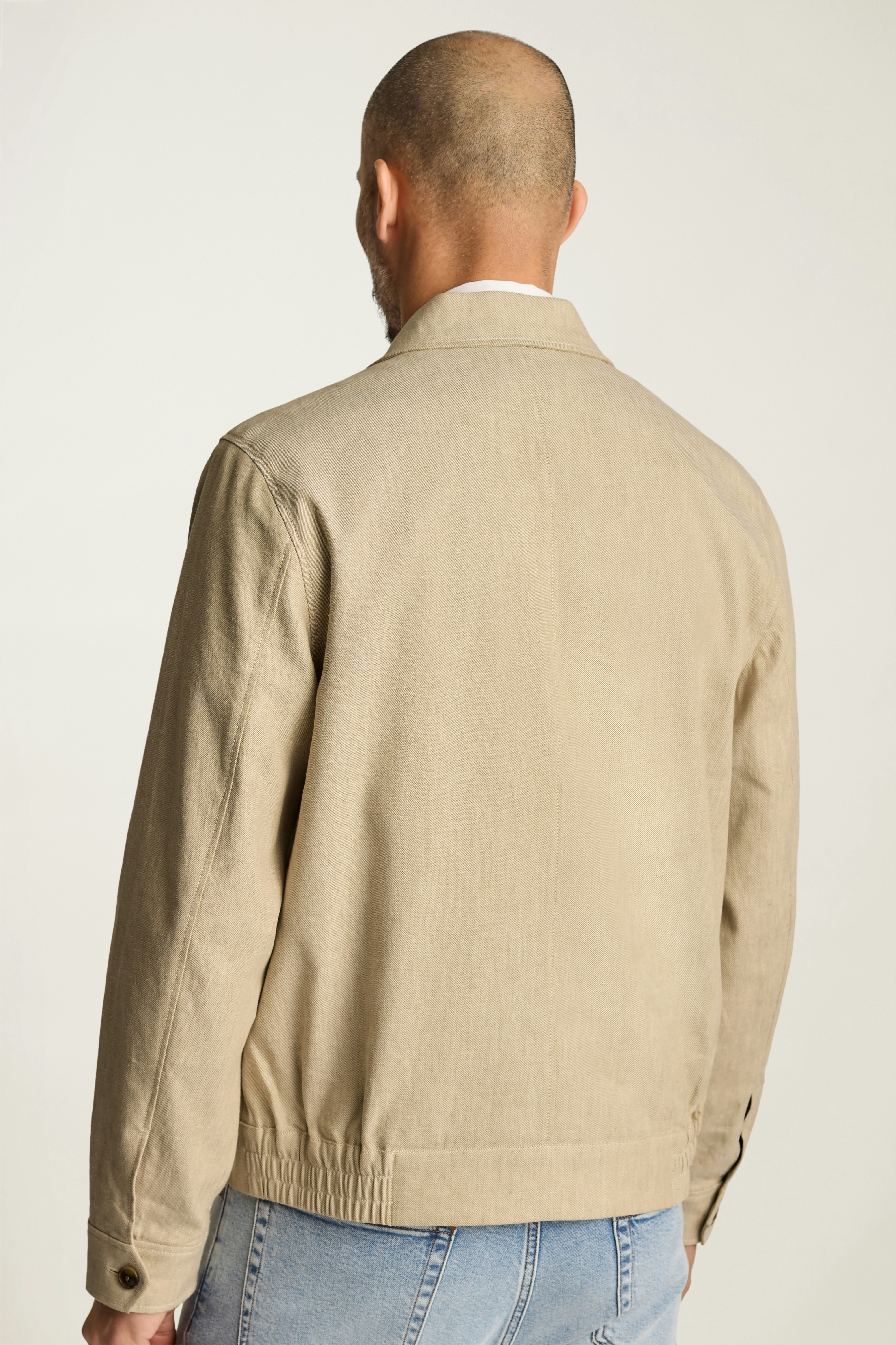 Aviator Linen Cotton Bomber light khaki sand