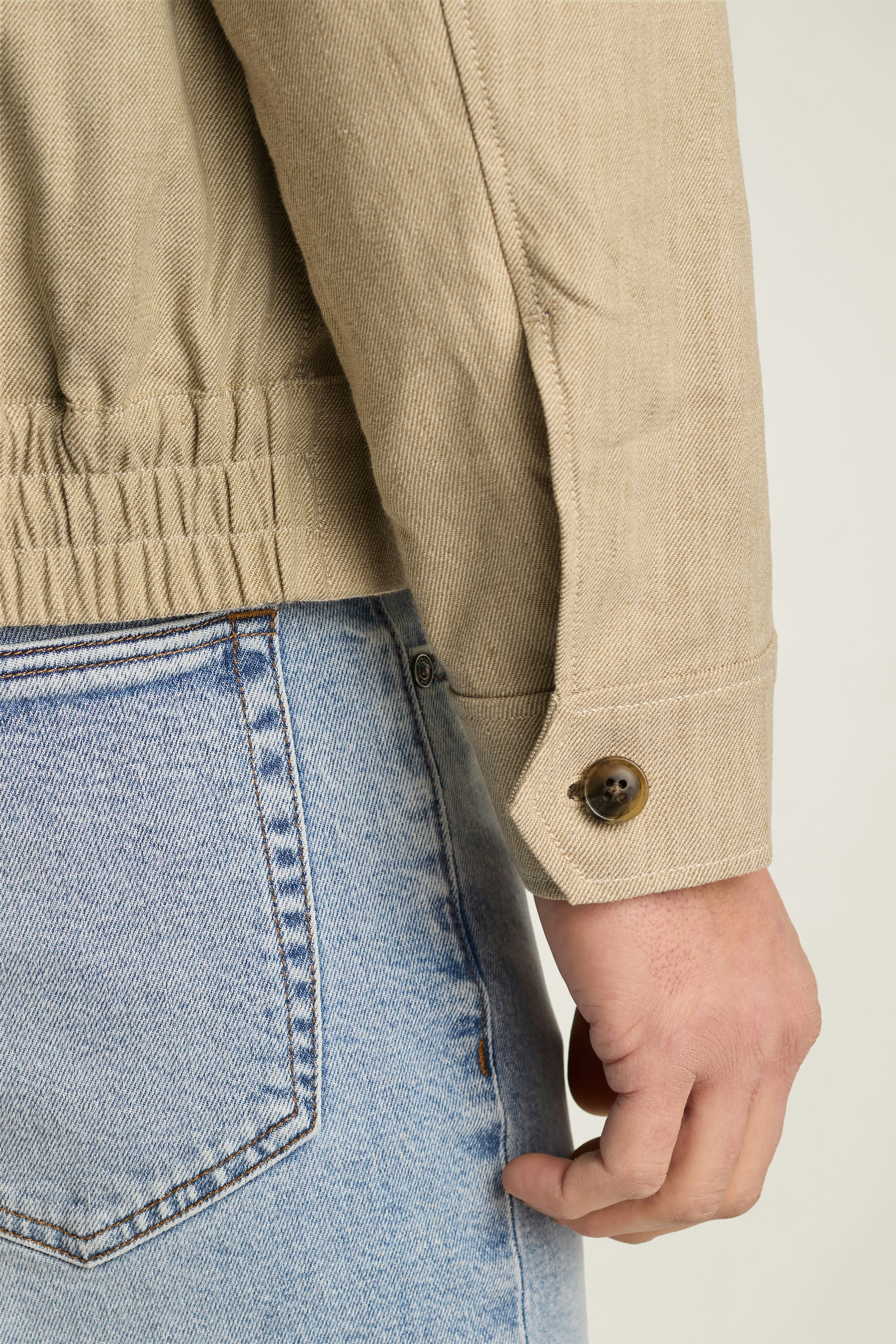 Aviator Linen Cotton Bomber light khaki sand