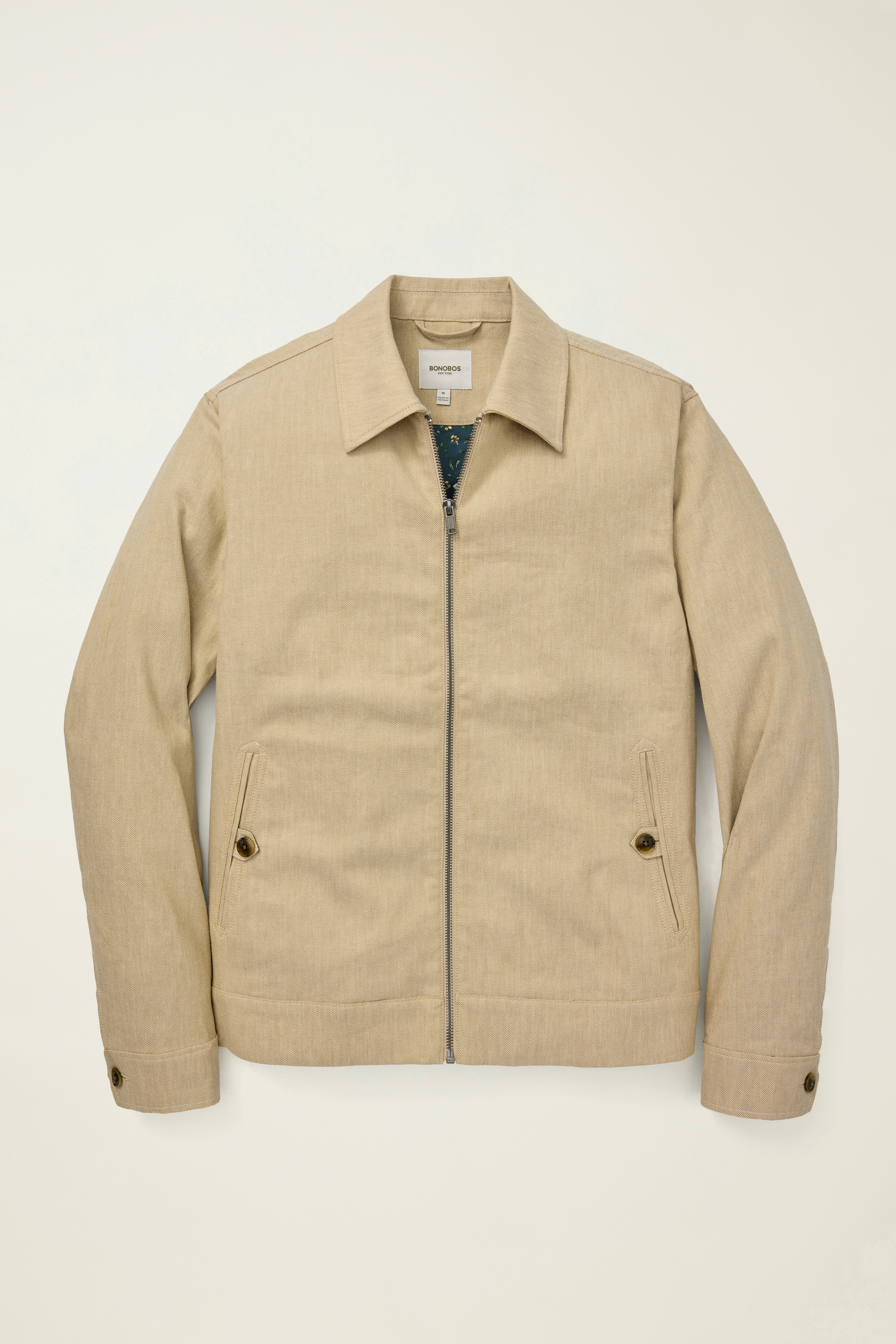 Aviator Linen Cotton Bomber light khaki sand