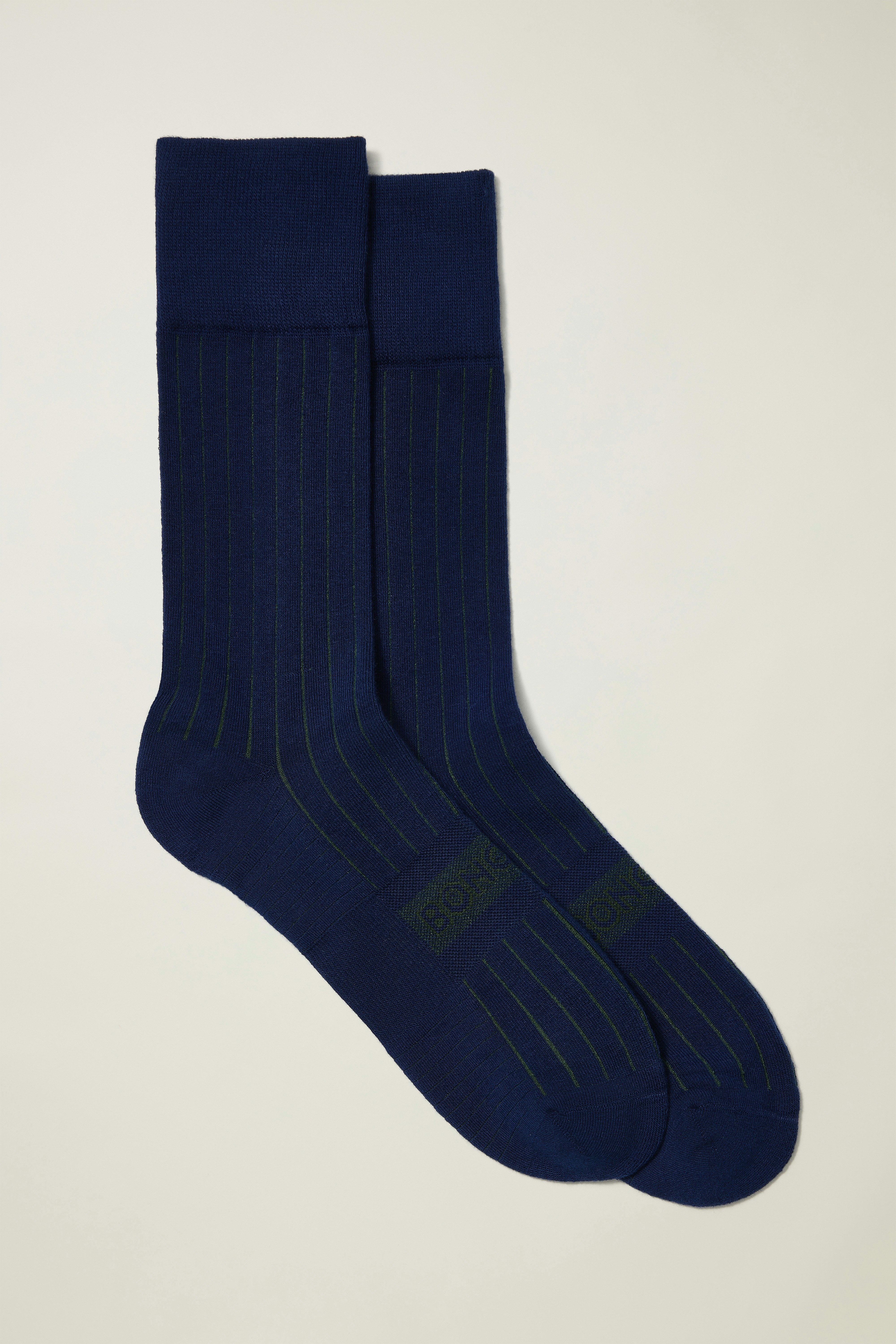 Soft Everyday Socks navy green plaited stripe