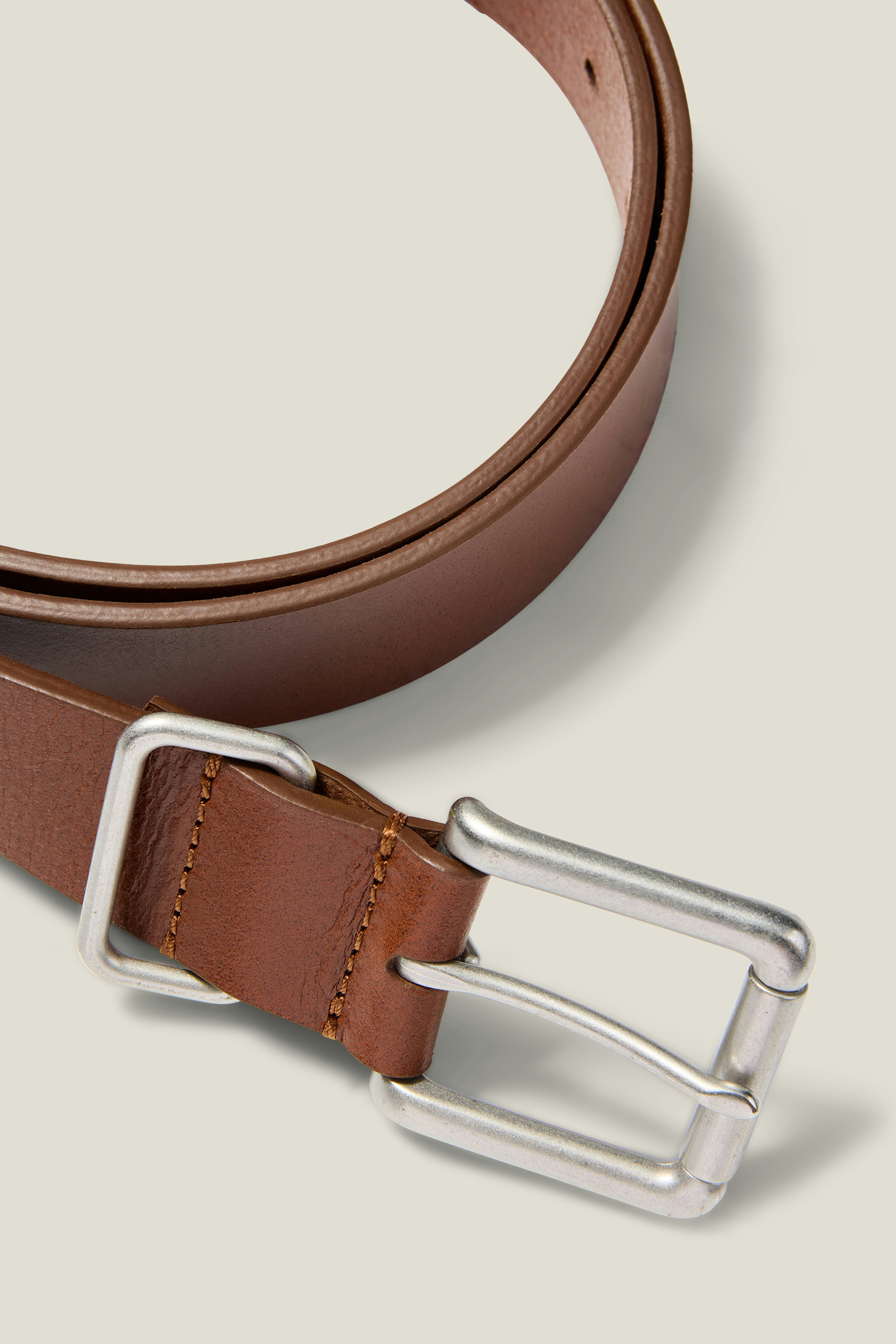 Leather Jeans Belt light brown with nickel