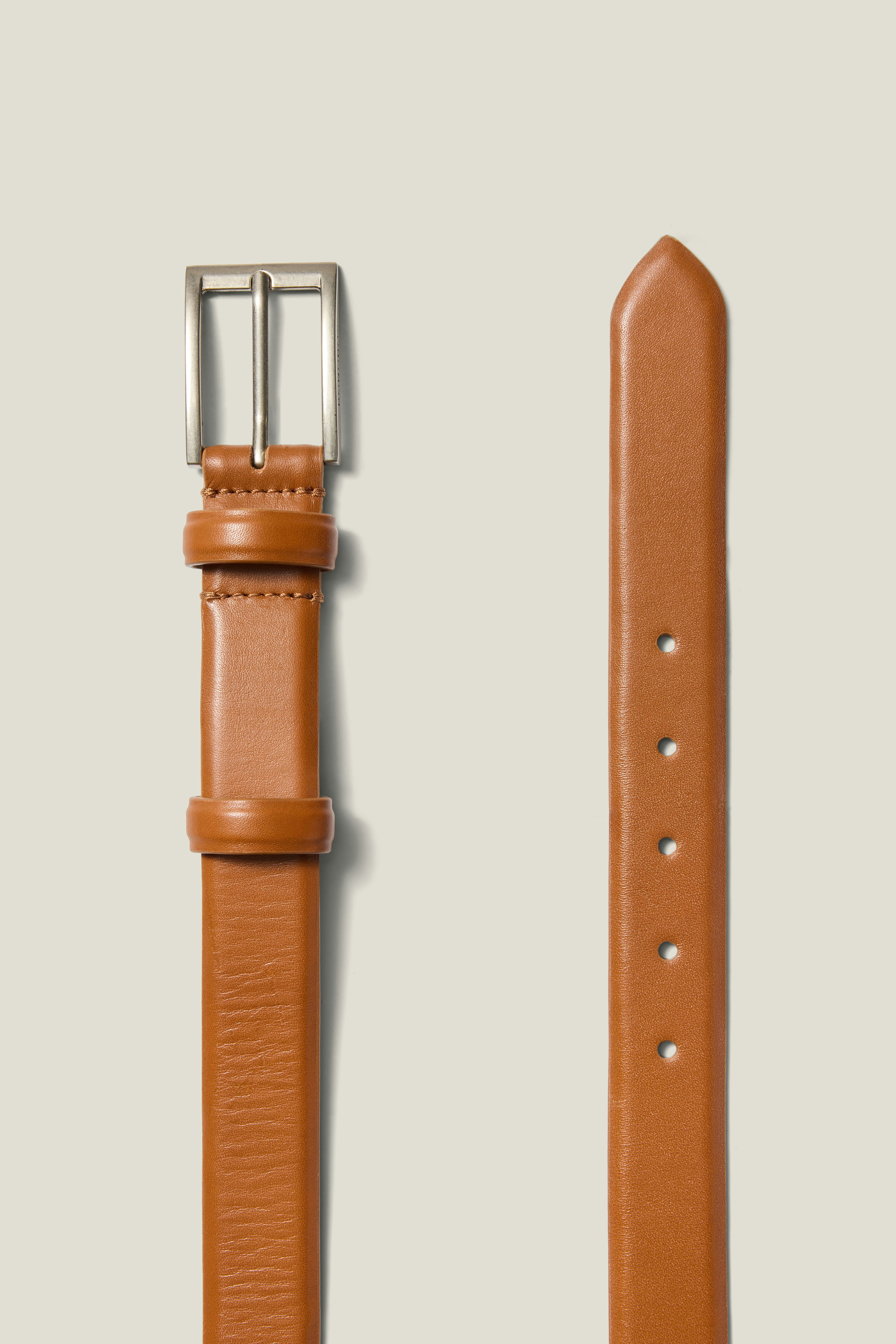 Leather Dress Belt light brown with silver