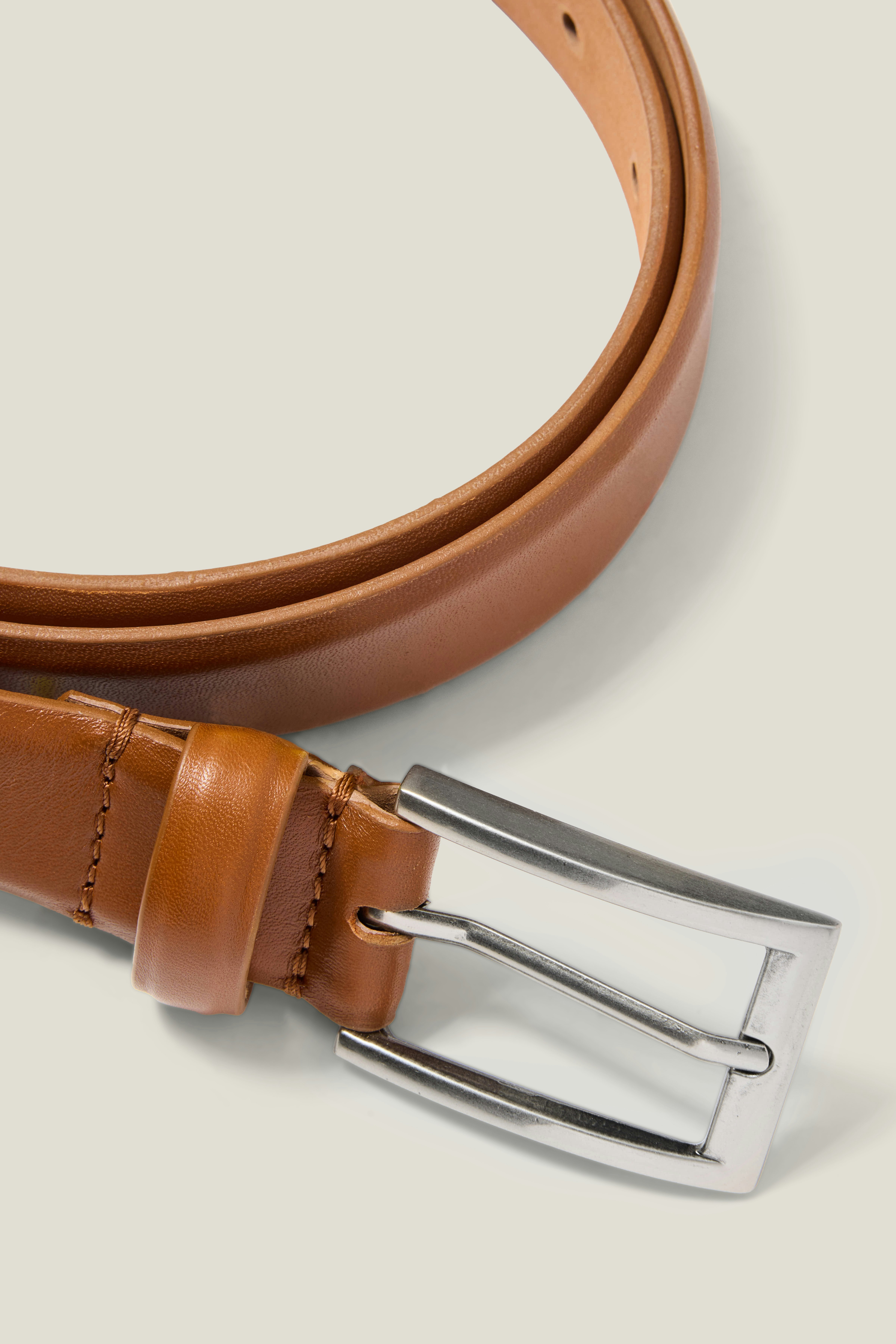 Leather Dress Belt light brown with silver