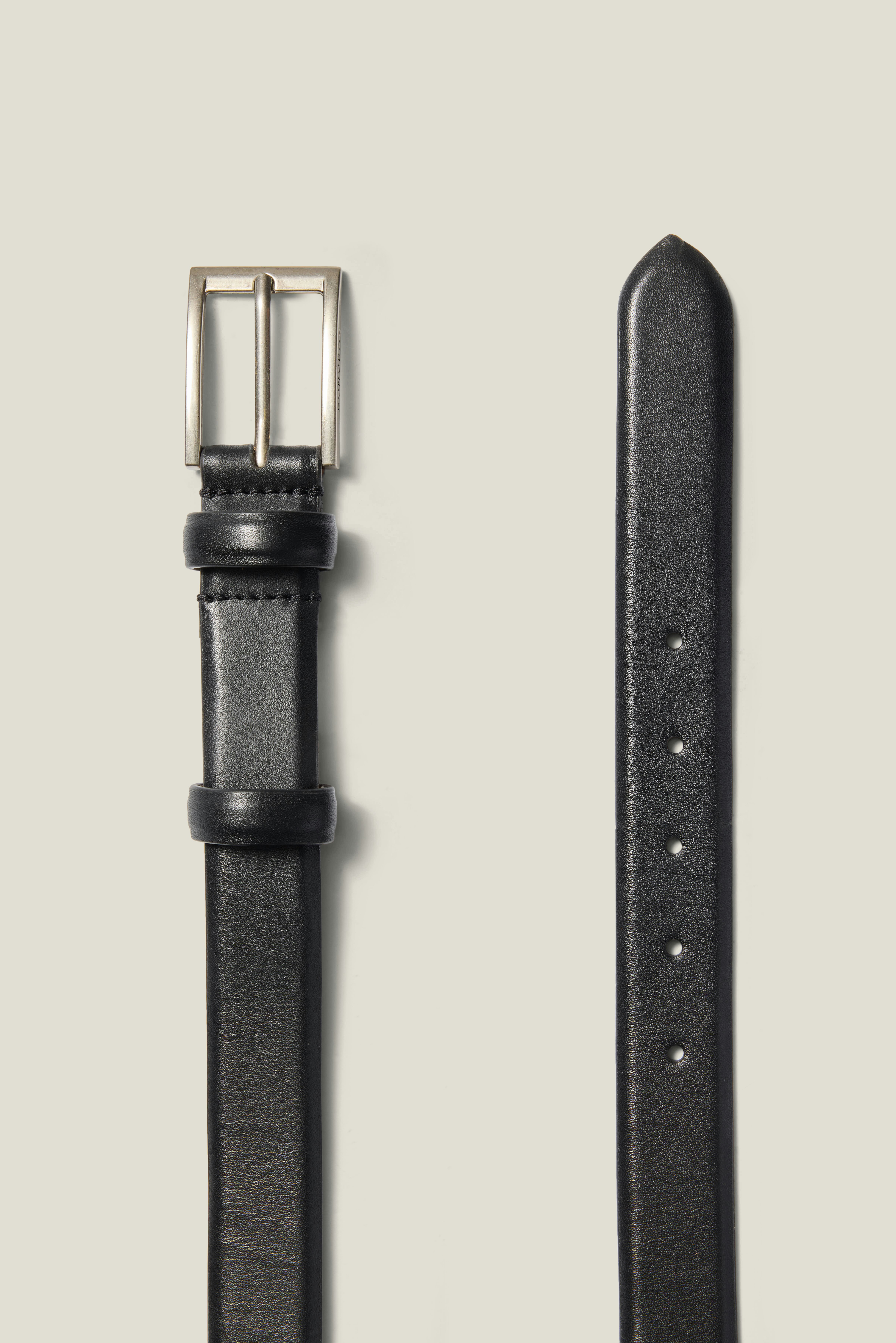 Leather Dress Belt black with silver