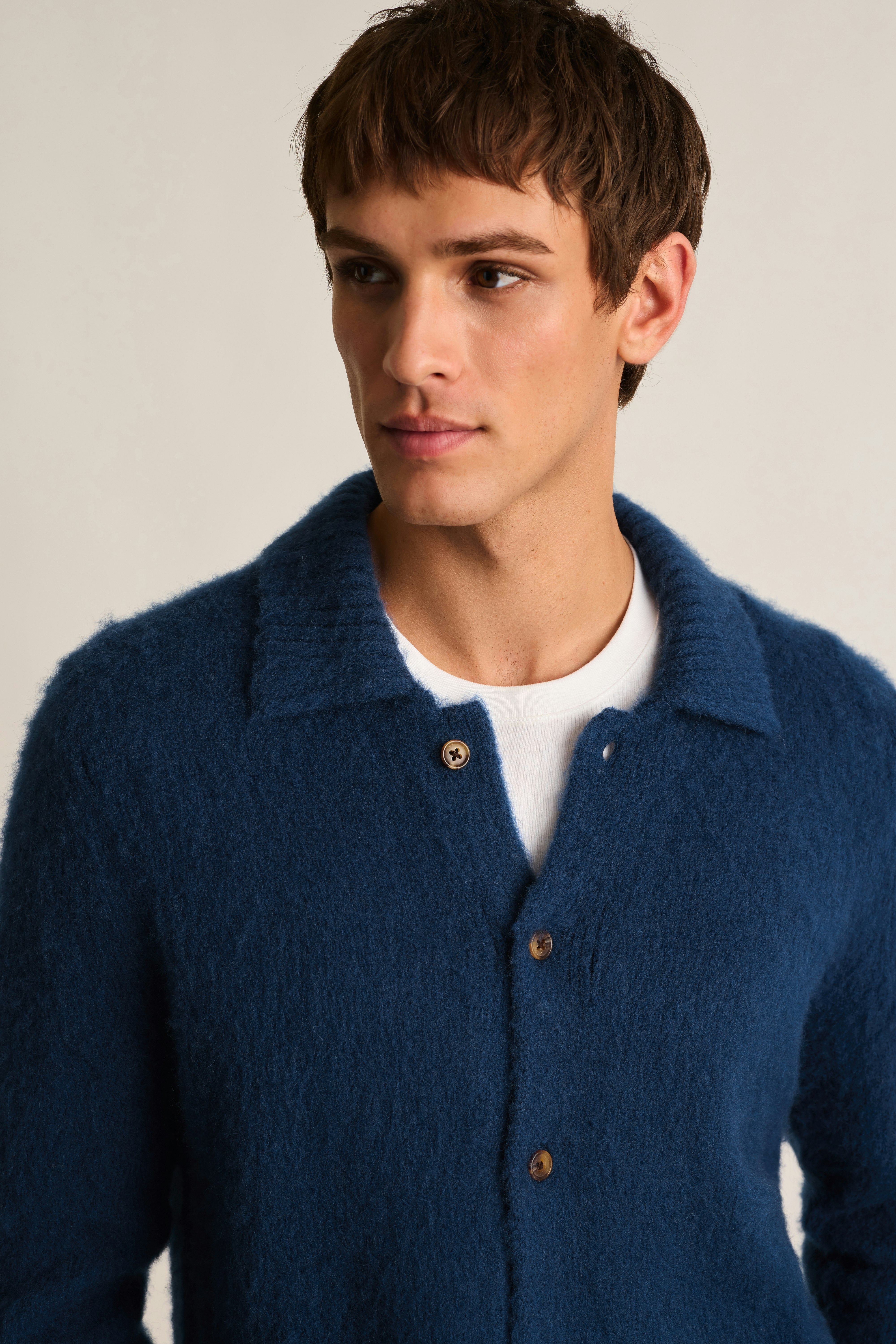 Brushed Wool Cardigan blue brushed wool blend 3 Brushed Wool Cardigan blue brushed wool blend