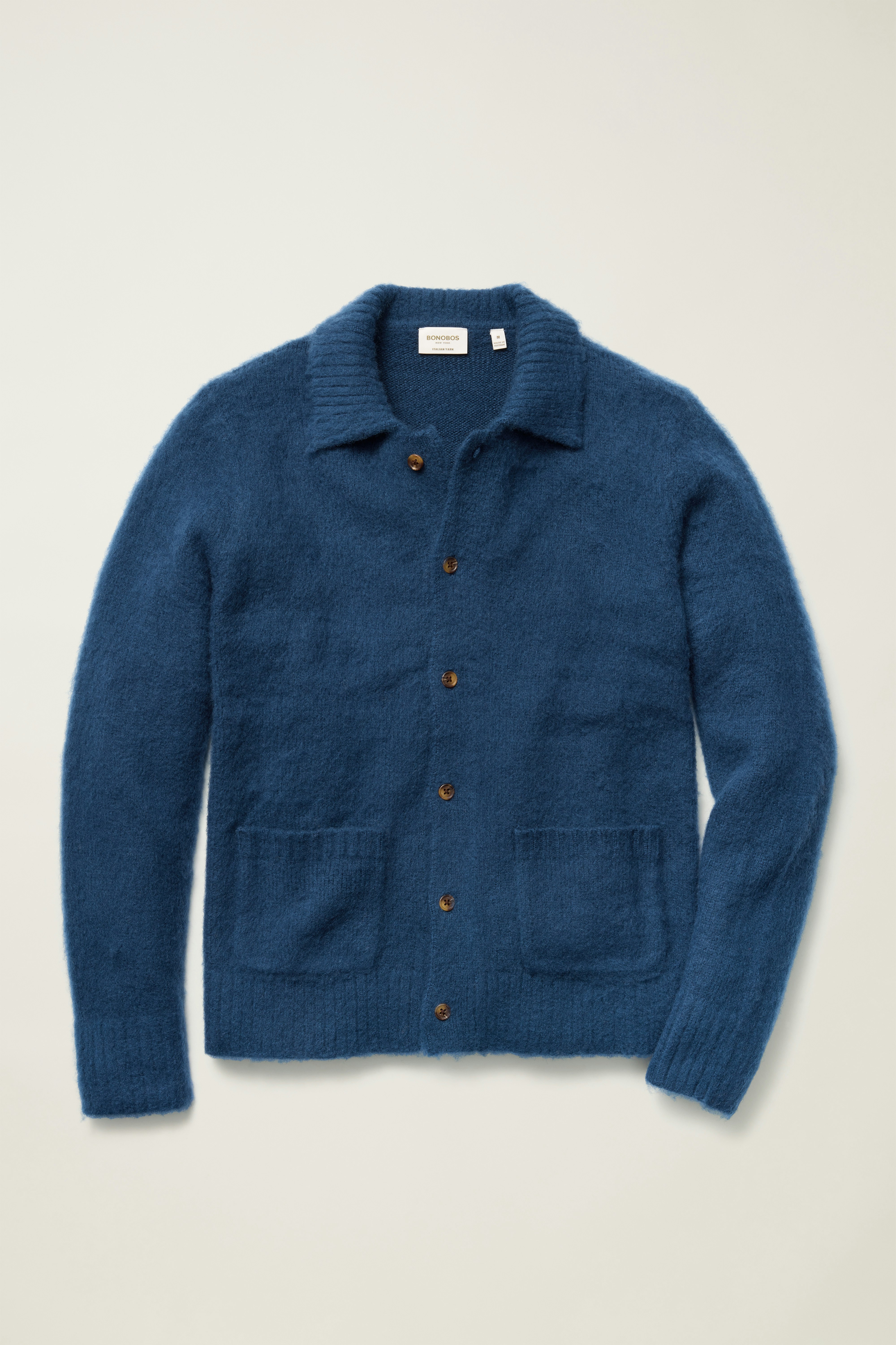 Brushed Wool Cardigan blue brushed wool blend 5 Brushed Wool Cardigan blue brushed wool blend