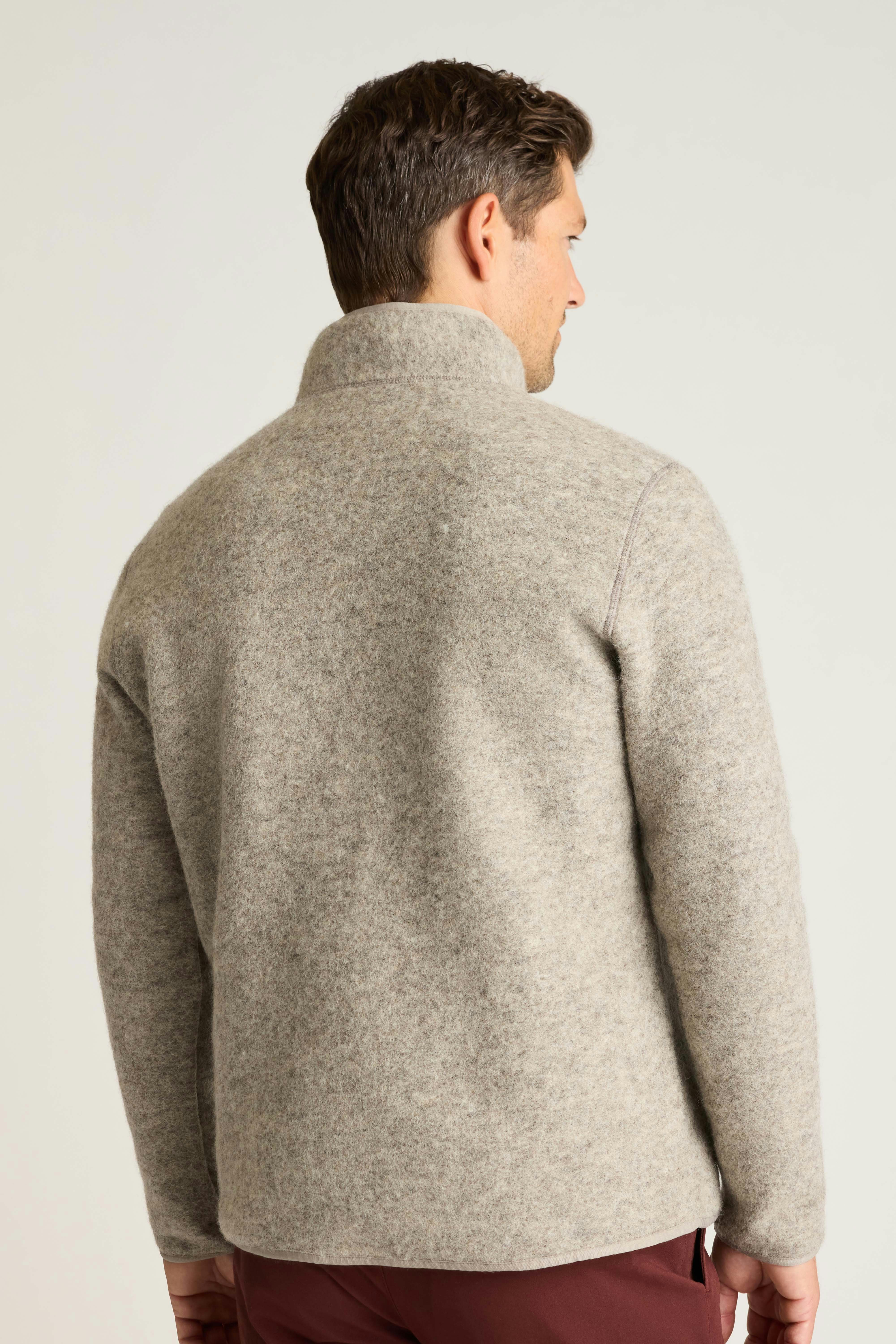 Italian Wool Fleece Quarter Zip natural grey