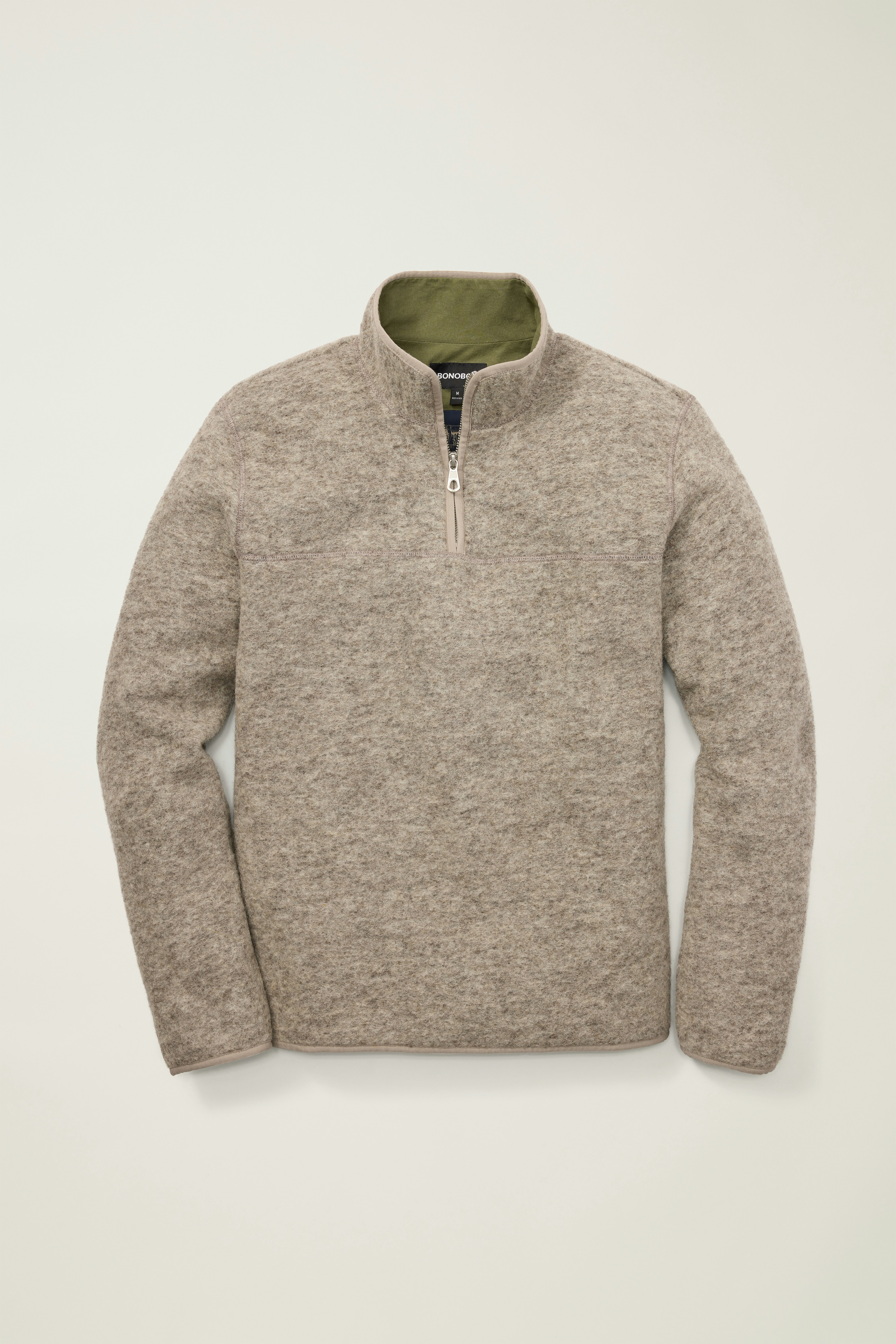 Italian Wool Fleece Quarter Zip natural grey