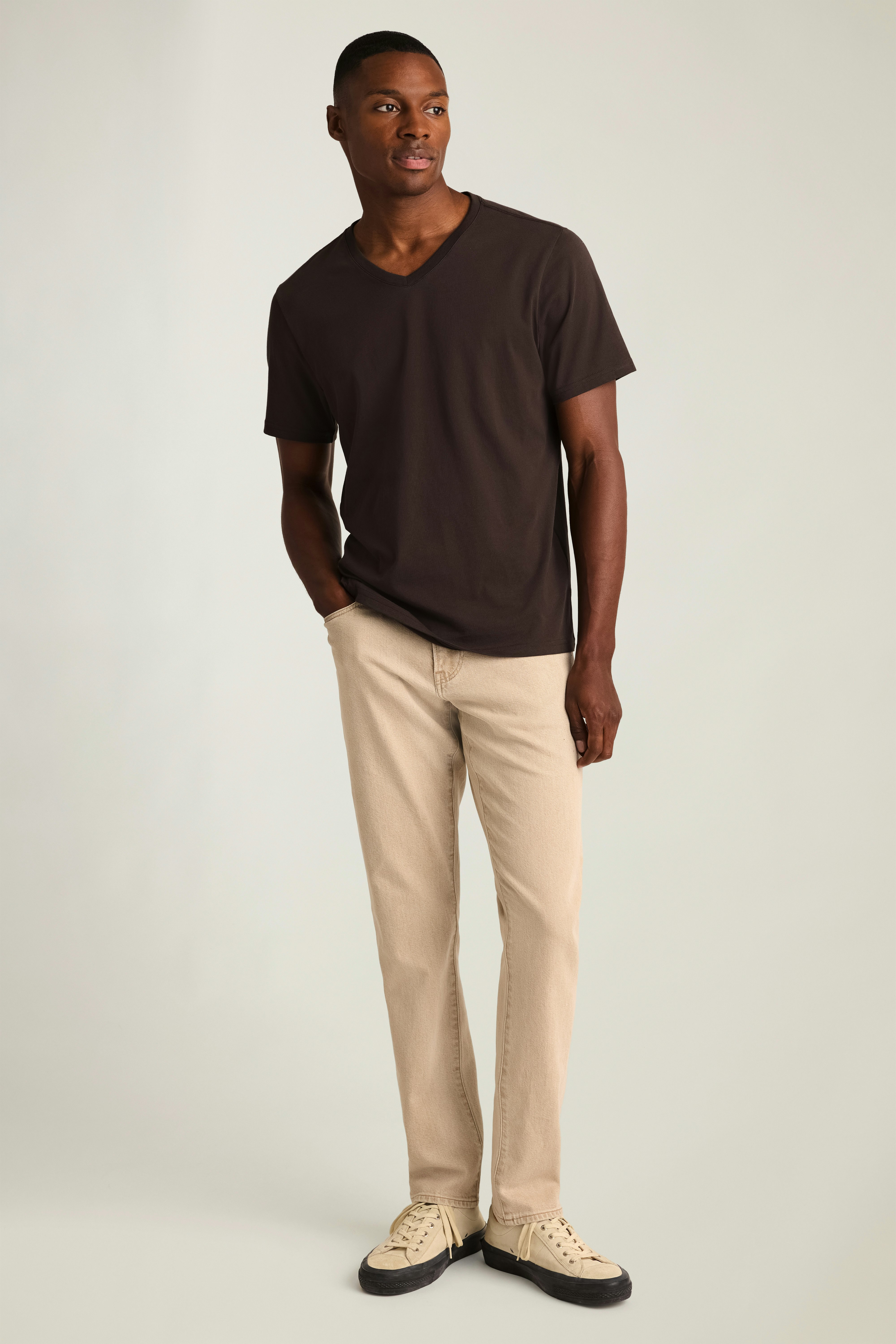 Forever Soft Cotton  V-Neck Tee chocolate brown