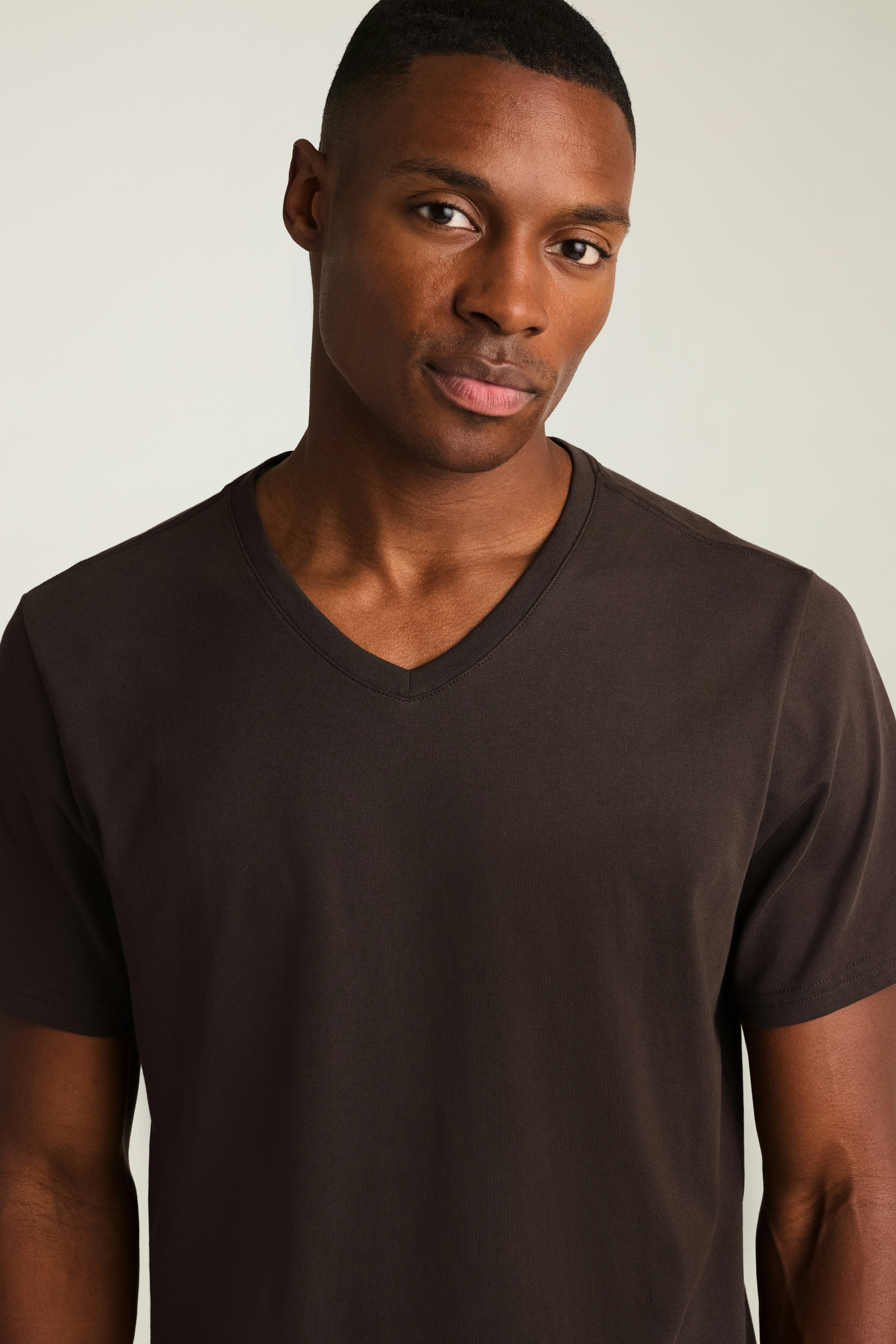 Forever Soft Cotton  V-Neck Tee chocolate brown
