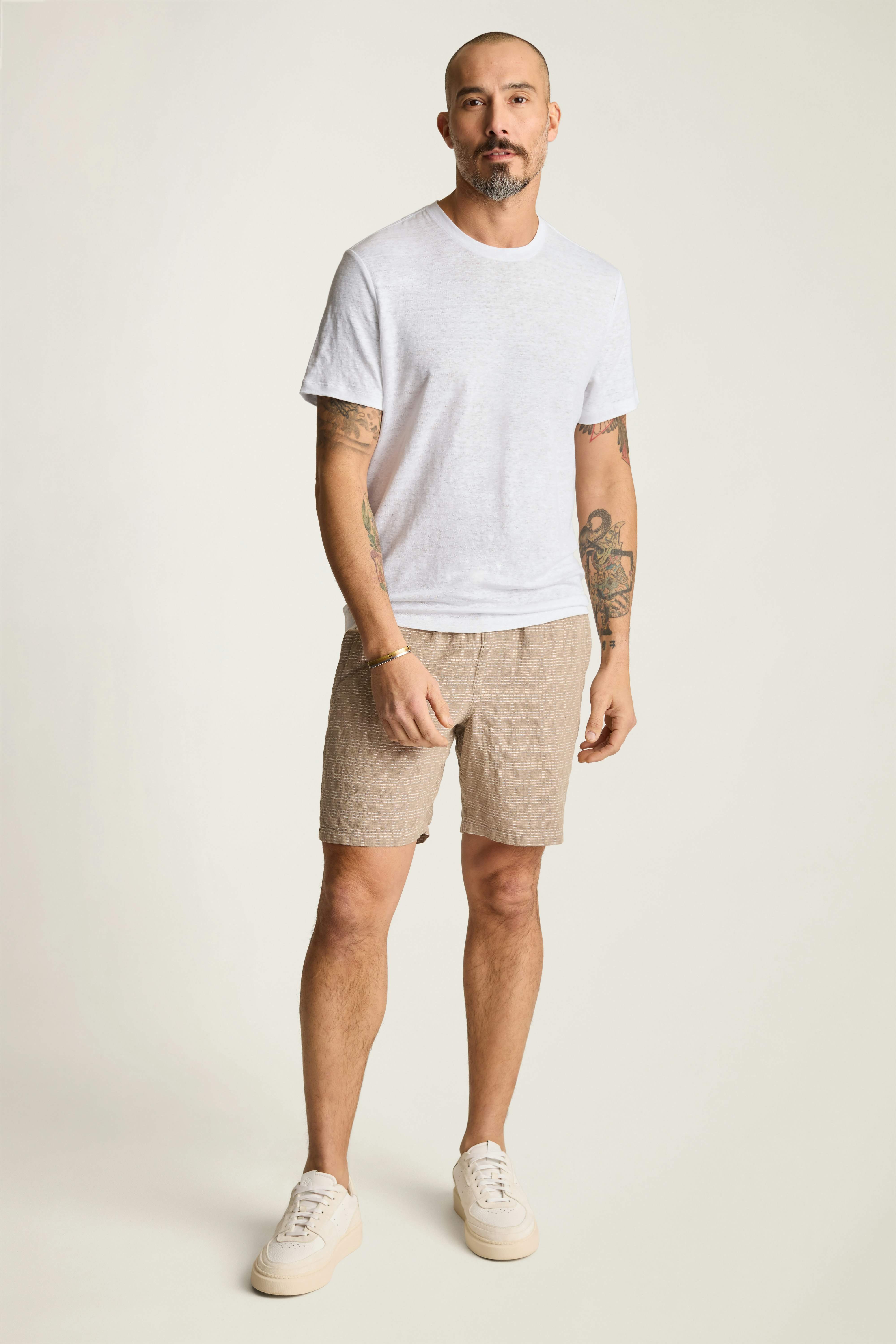 Linen Crew Neck Tee white