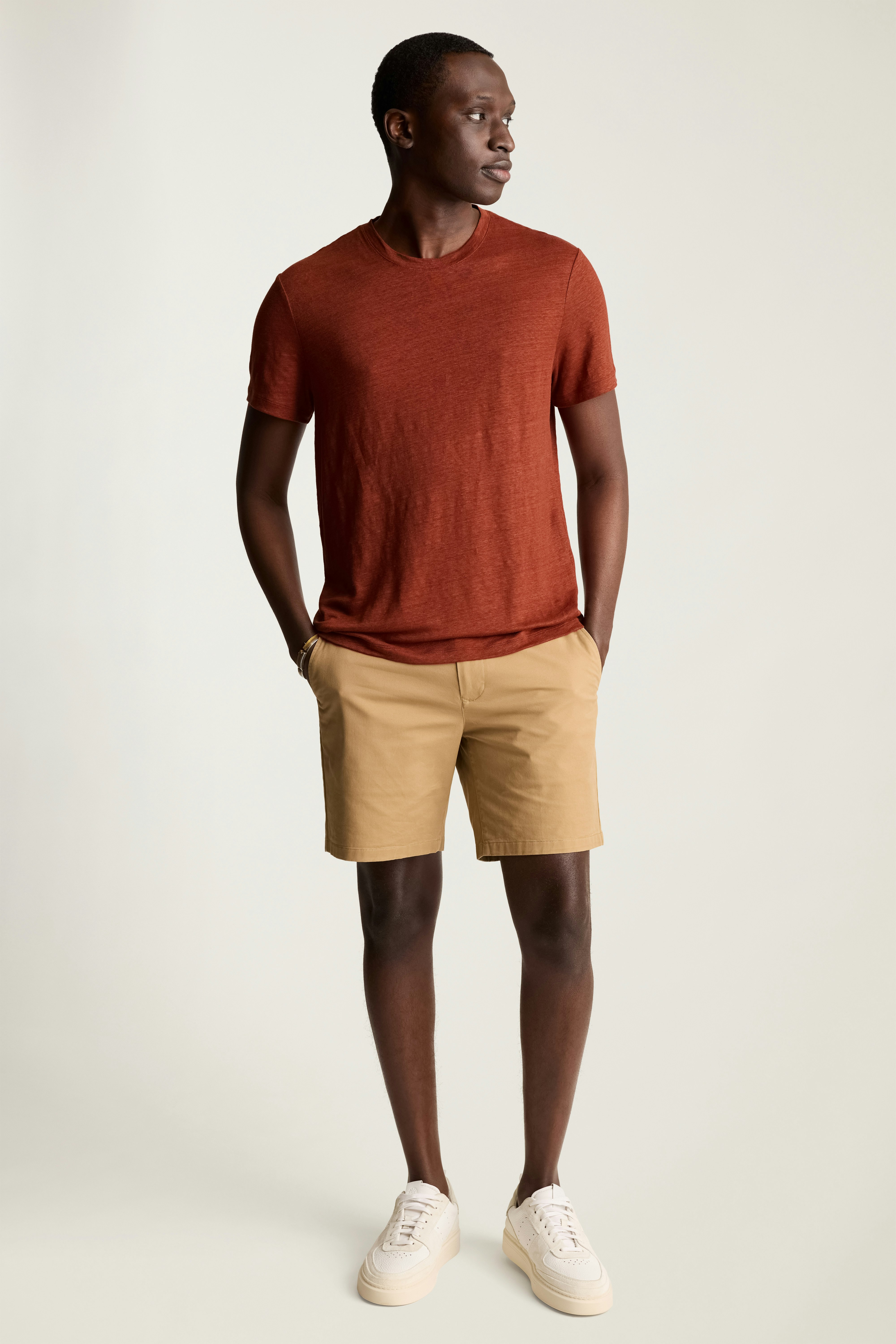 Linen Crew Neck Tee rust