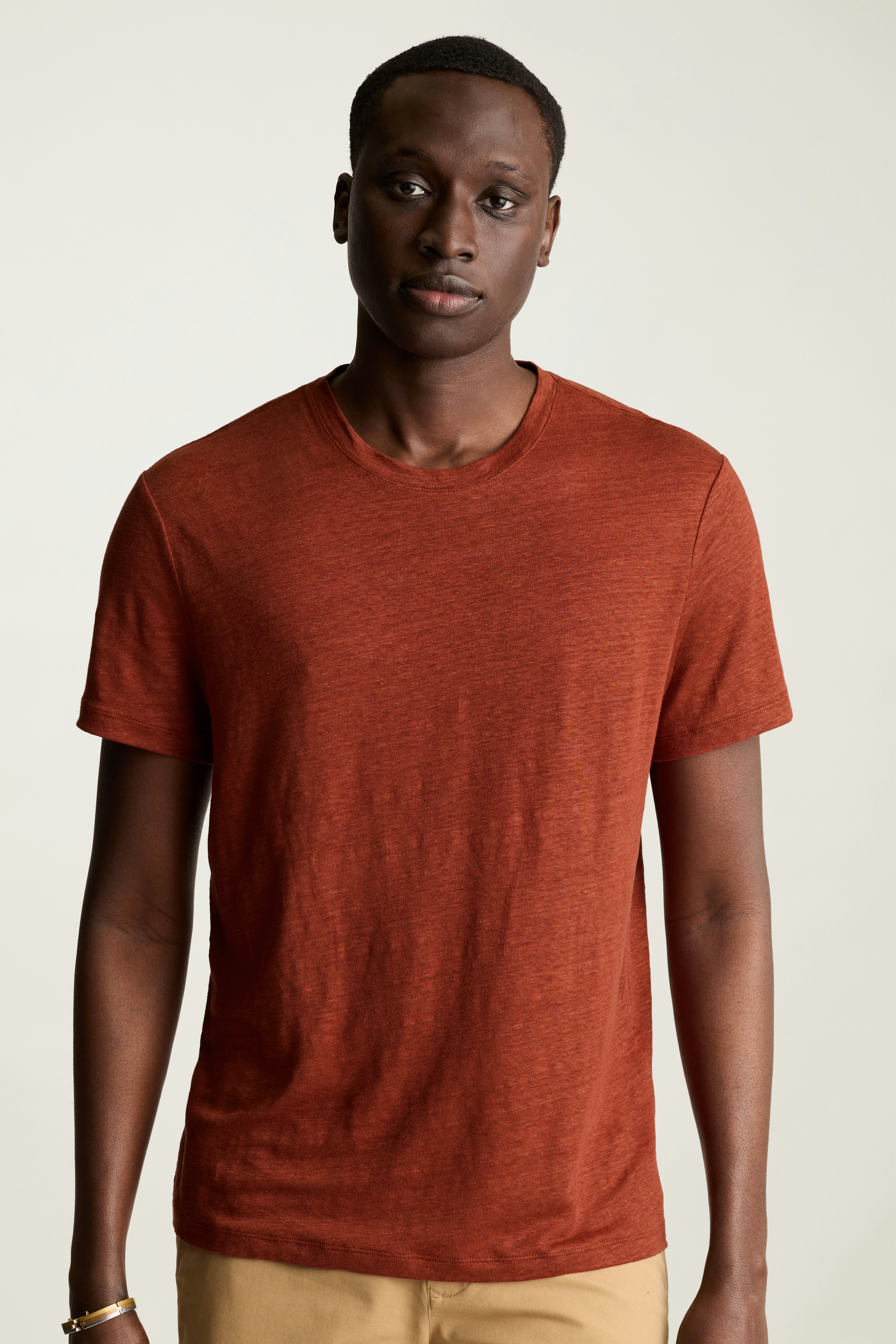 Linen Crew Neck Tee rust