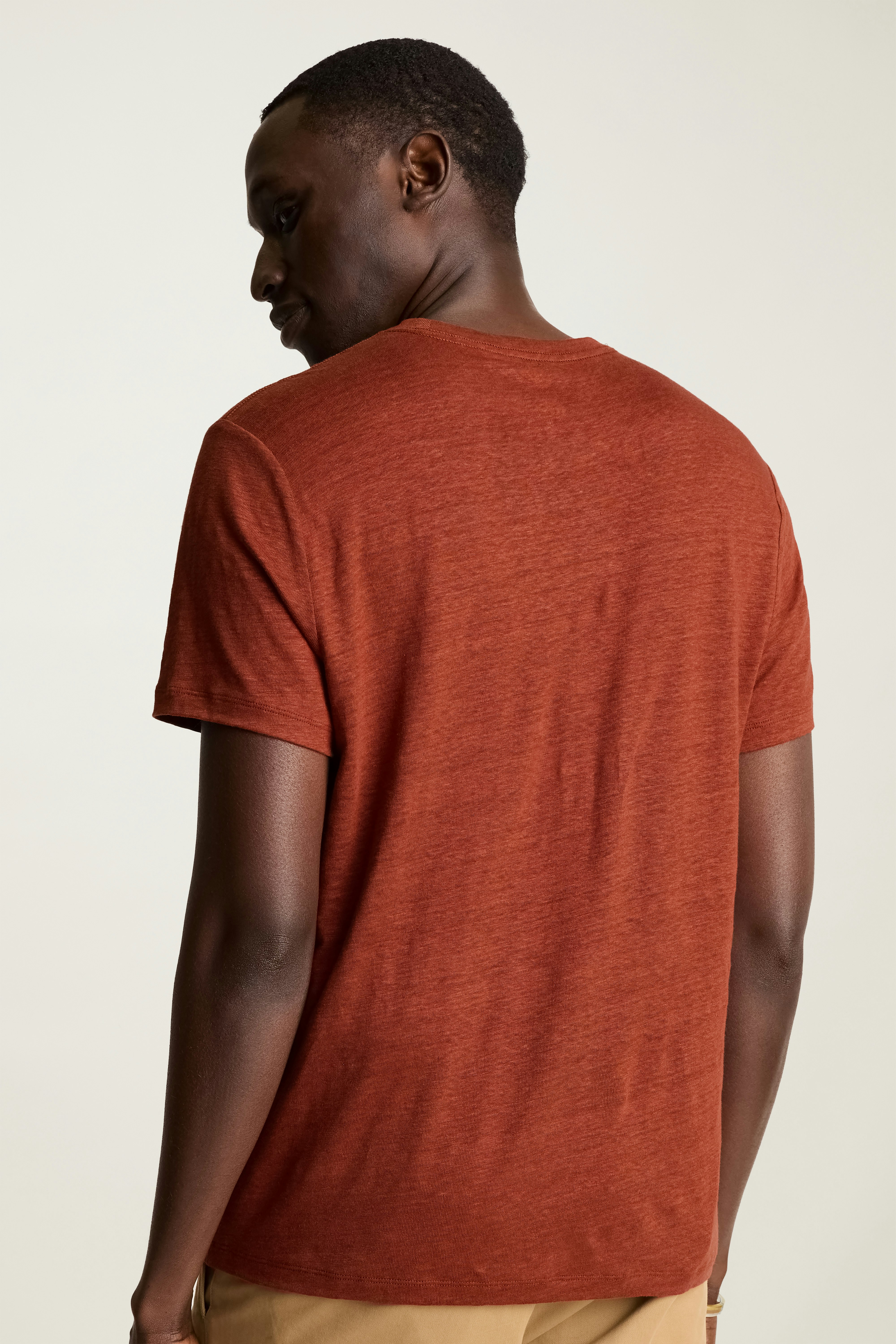 Linen Crew Neck Tee rust