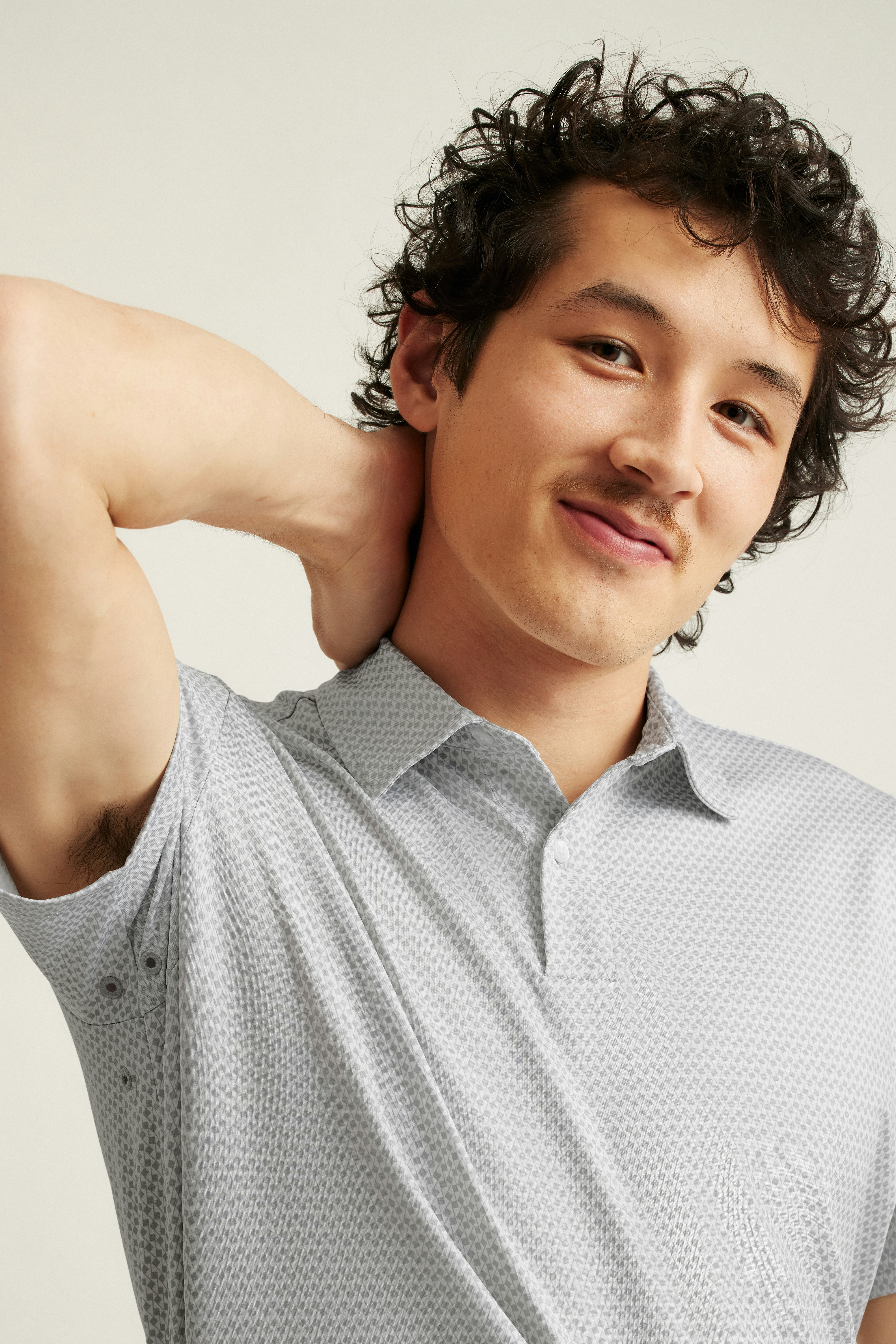 Performance Golf Polo grey golf flag geo