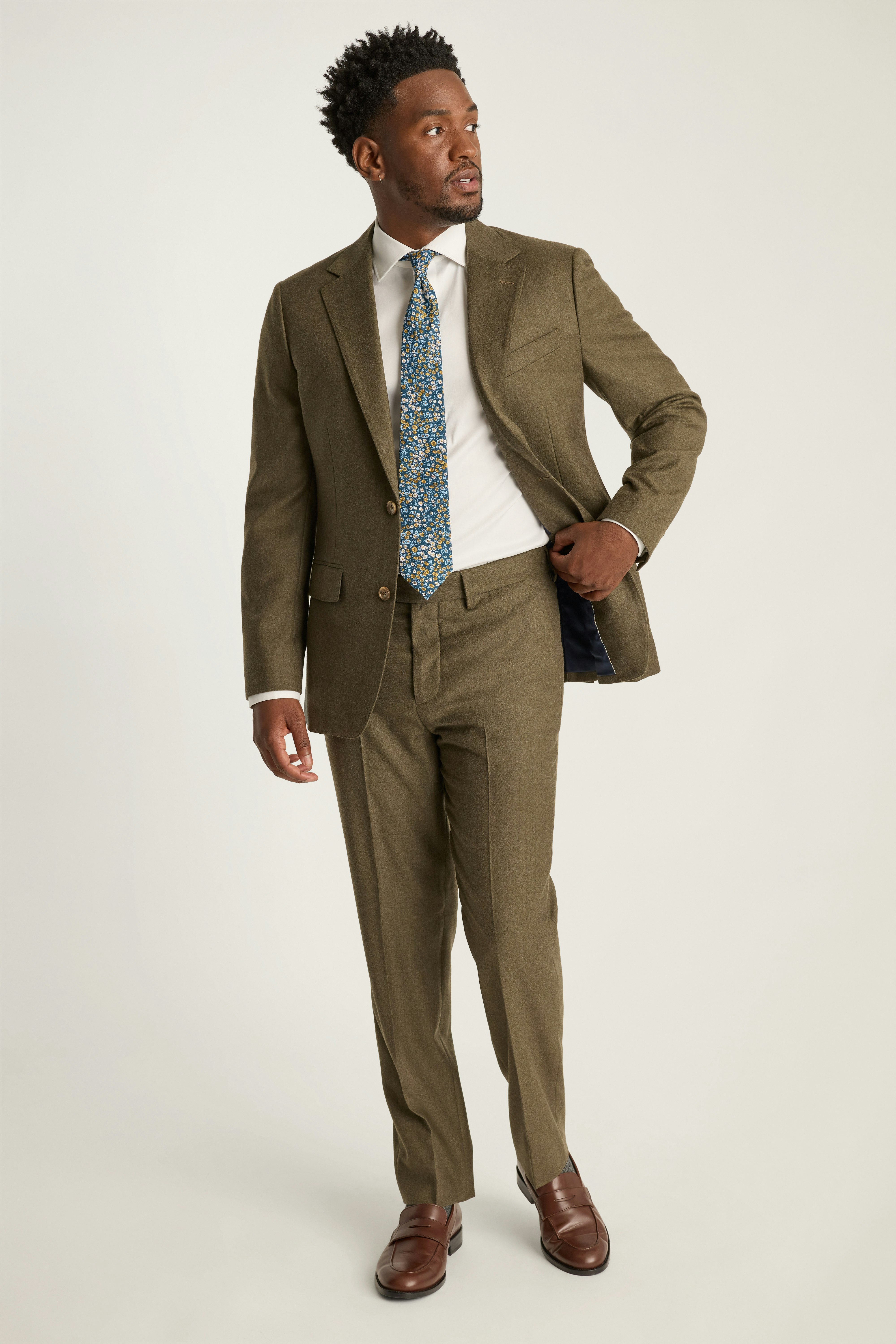 Jetsetter Italian Brushed Wool Blazer light olive green