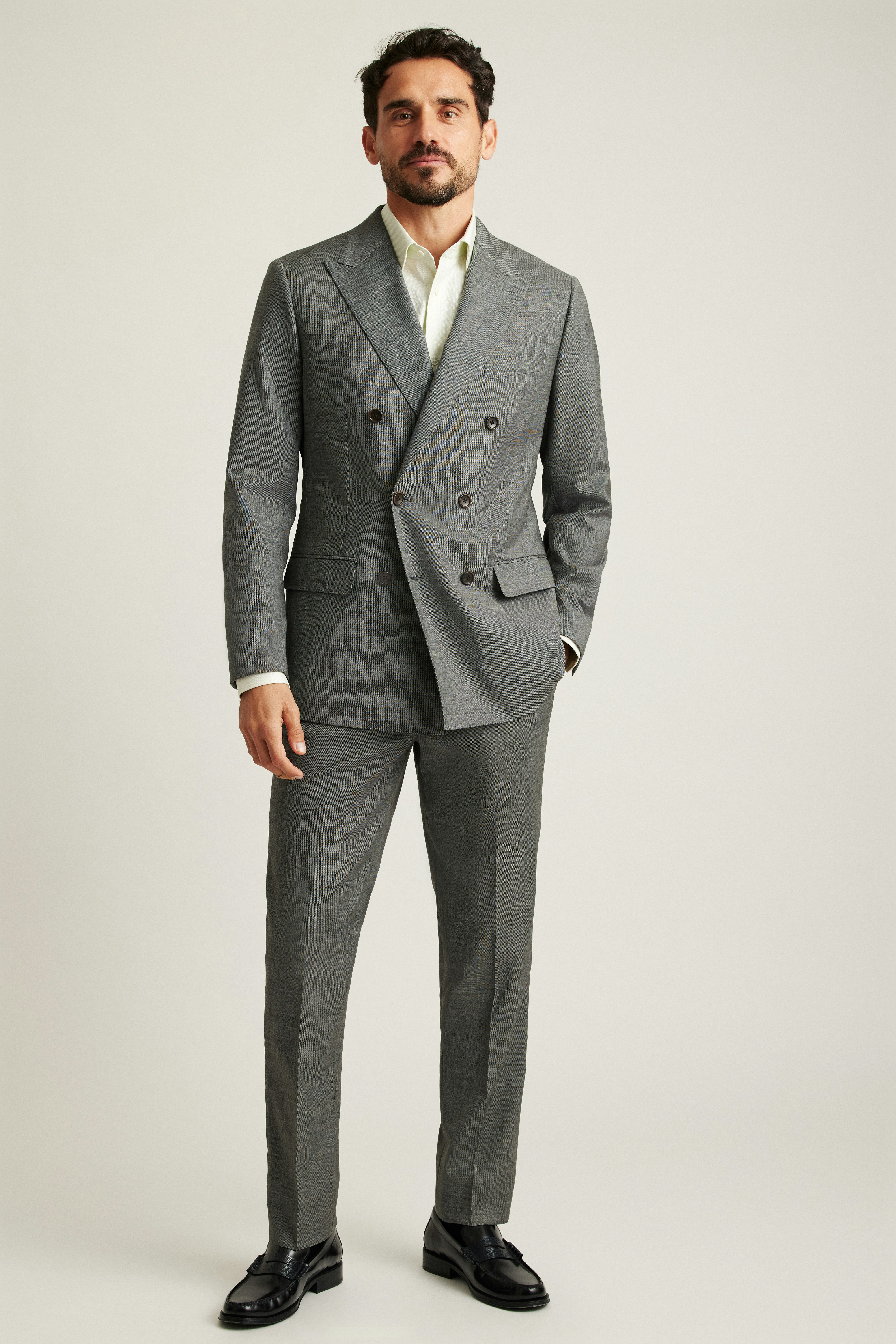 Jetsetter Italian Wool Double Breasted Blazer grey sharkskin