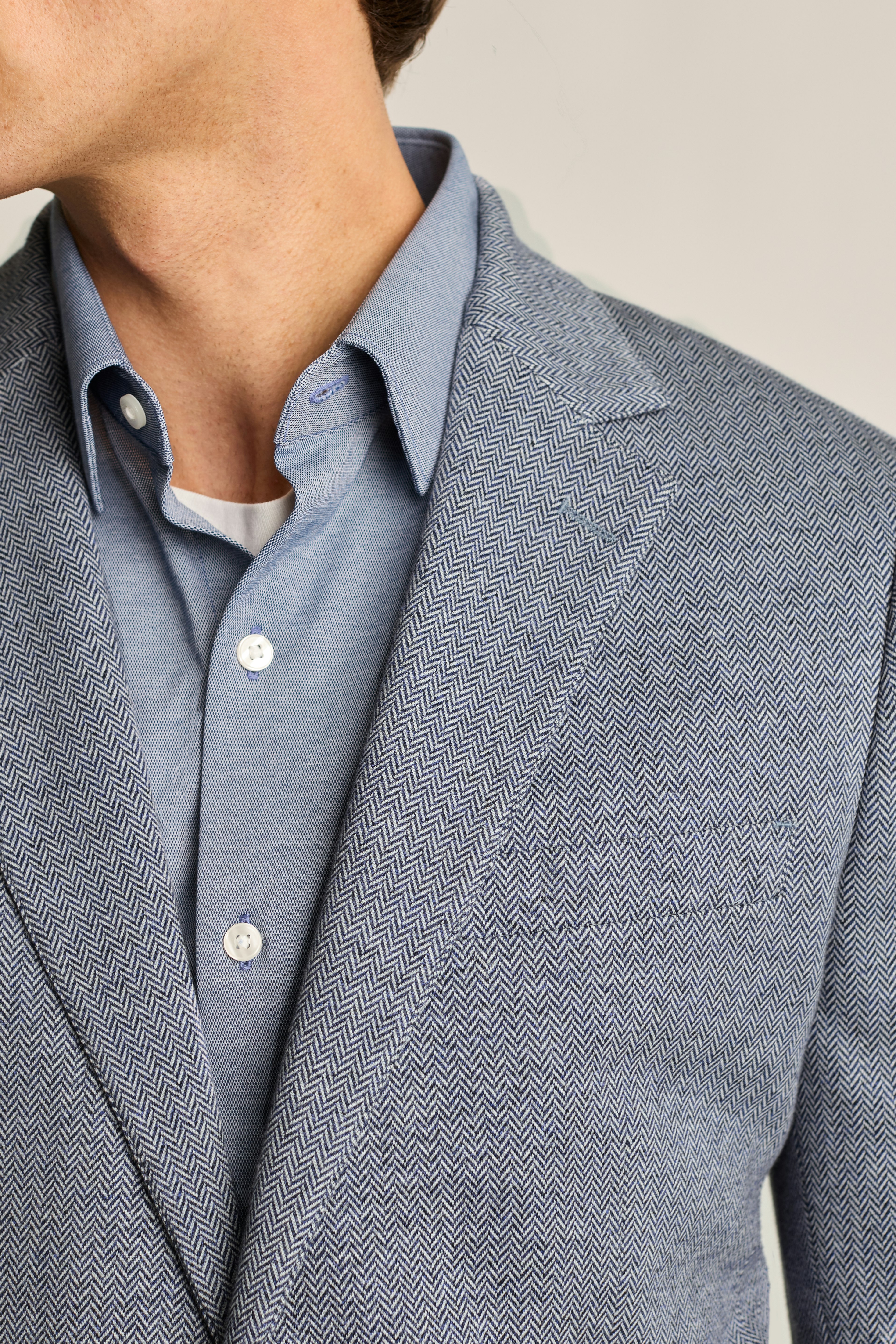 Jetsetter Knit Blazer mid blue herringbone