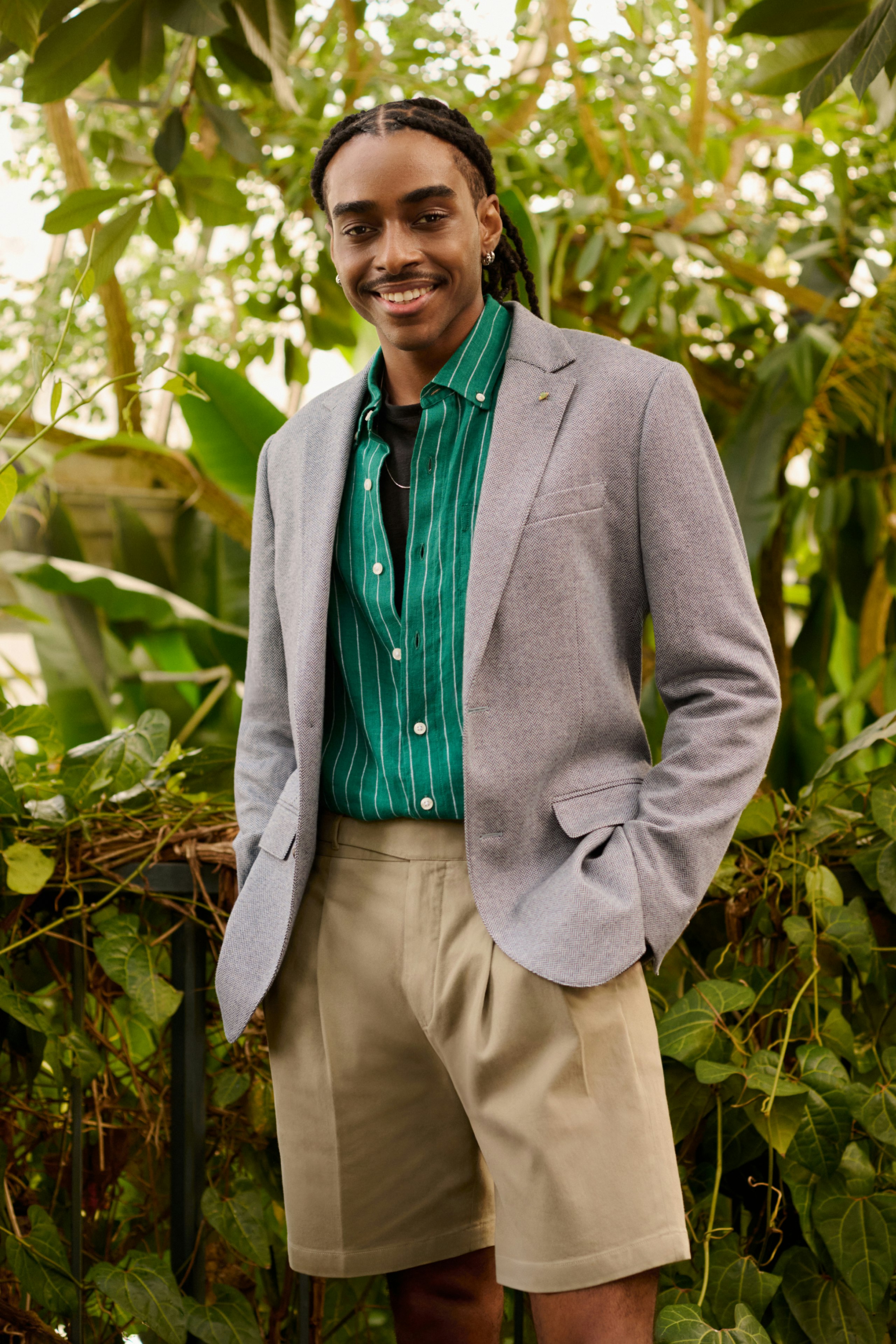 Jetsetter Knit Blazer mid blue herringbone