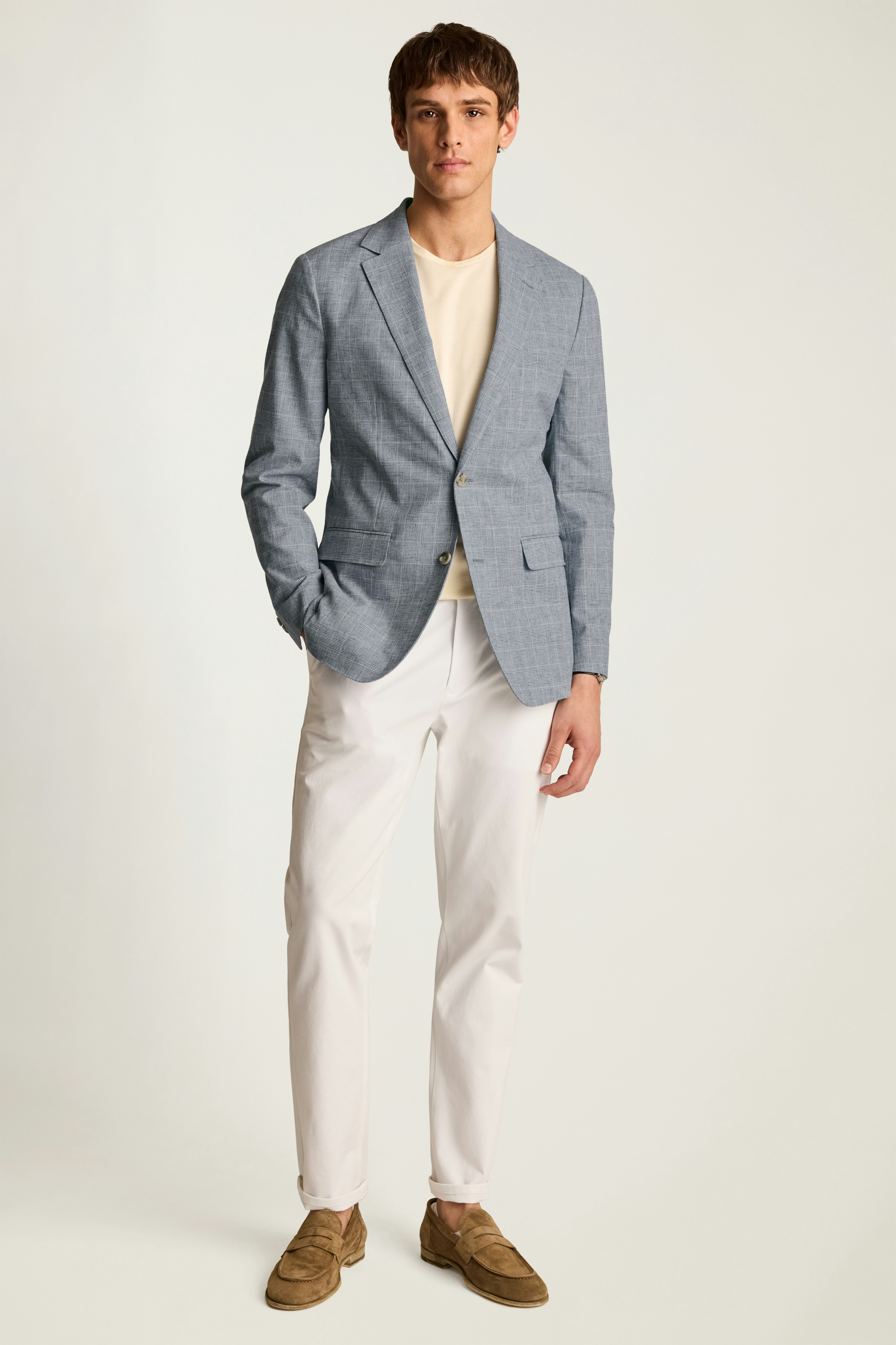 Jetsetter Unconstructed Blazer blue glenplaid