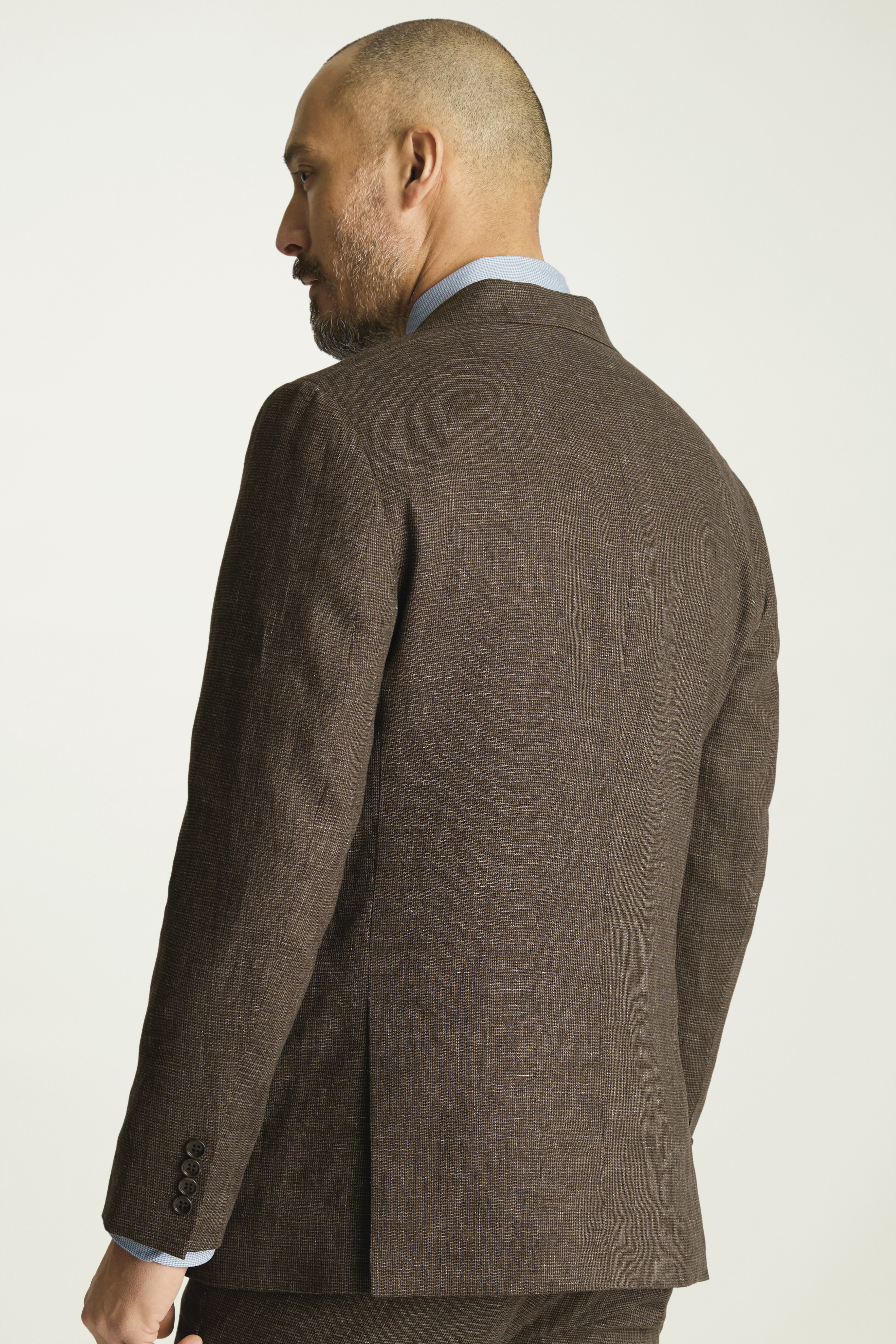 Jetsetter Italian Linen Blazer brown houndstooth