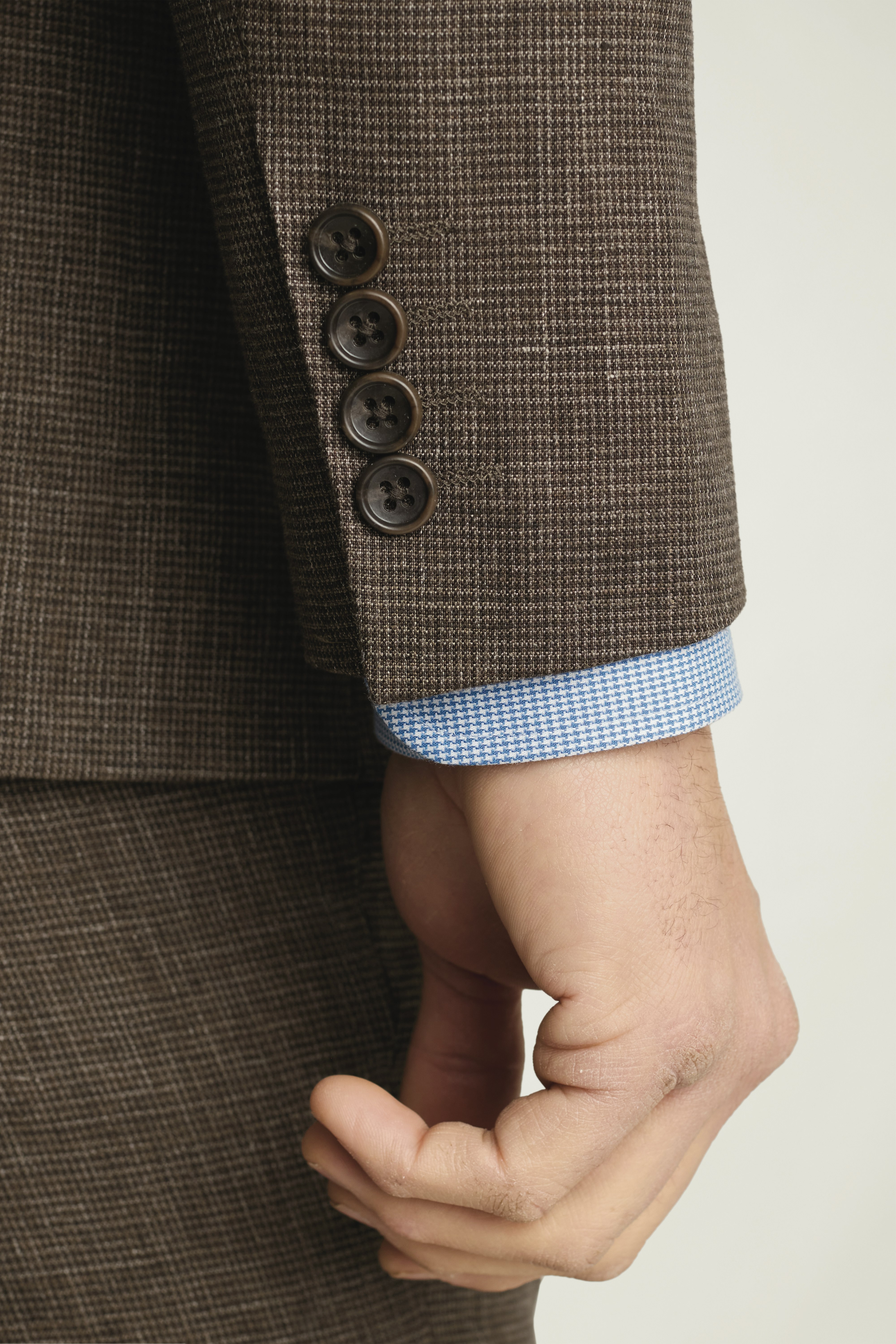 Jetsetter Italian Linen Blazer brown houndstooth