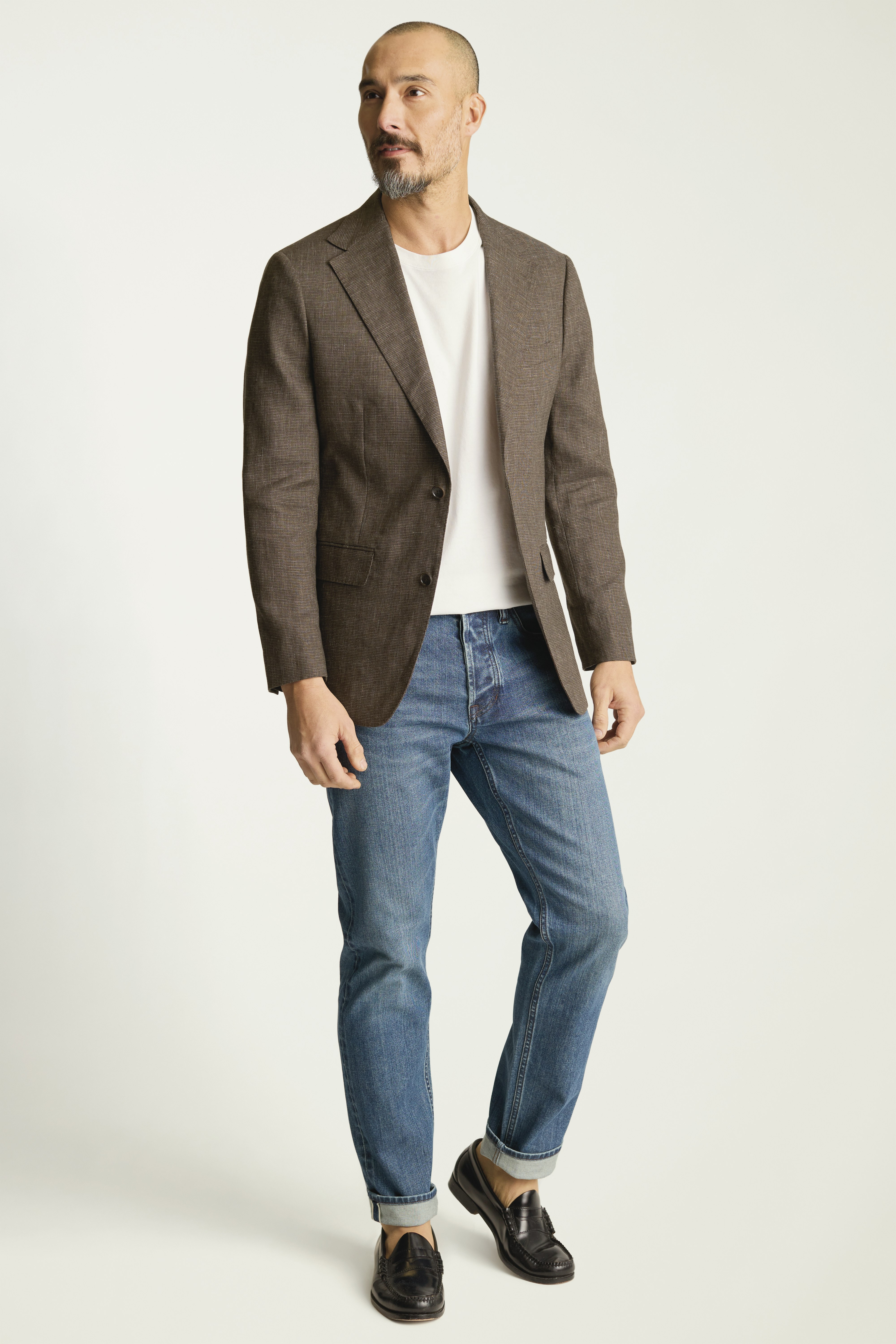 Jetsetter Italian Linen Blazer brown houndstooth