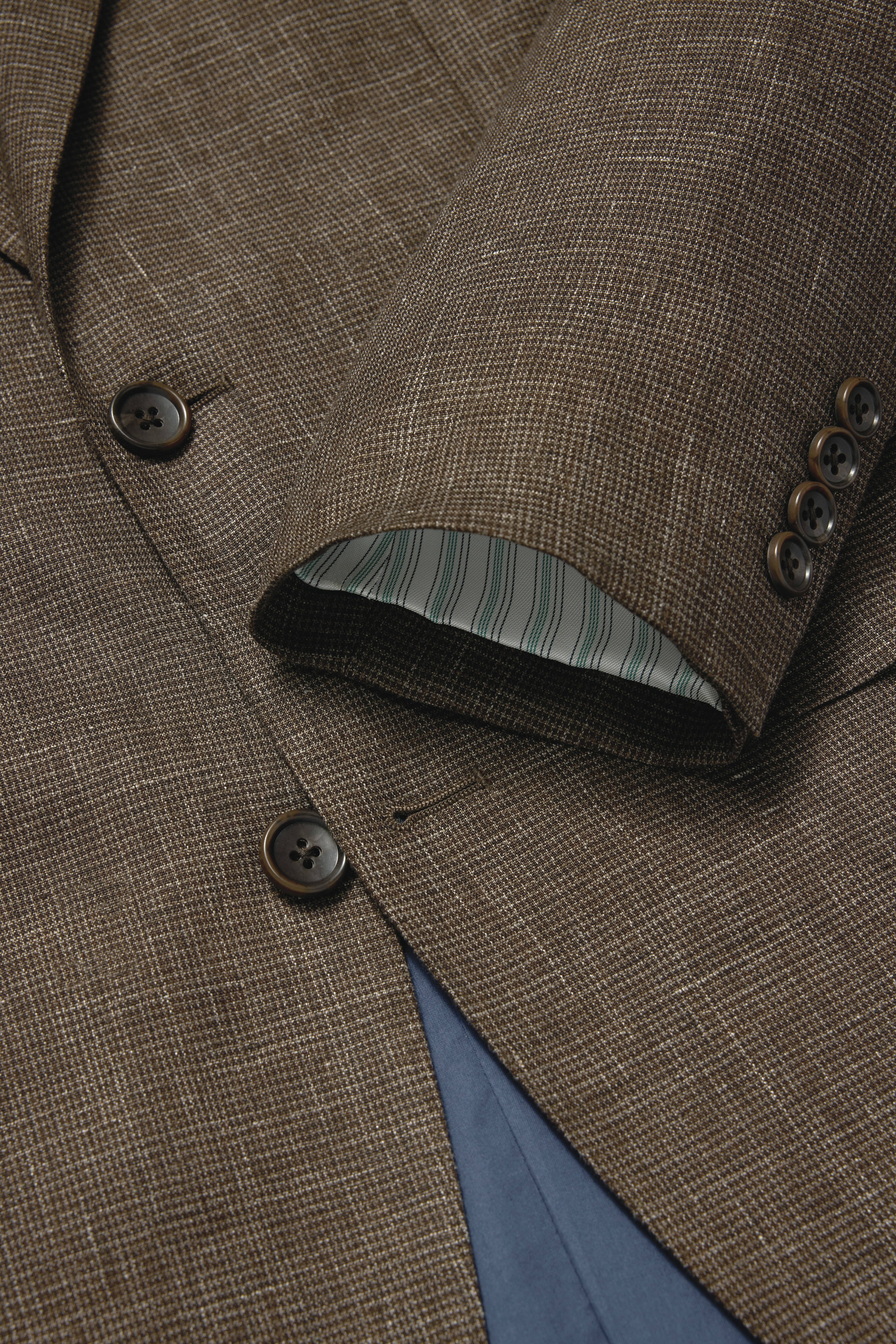 Jetsetter Italian Linen Blazer brown houndstooth