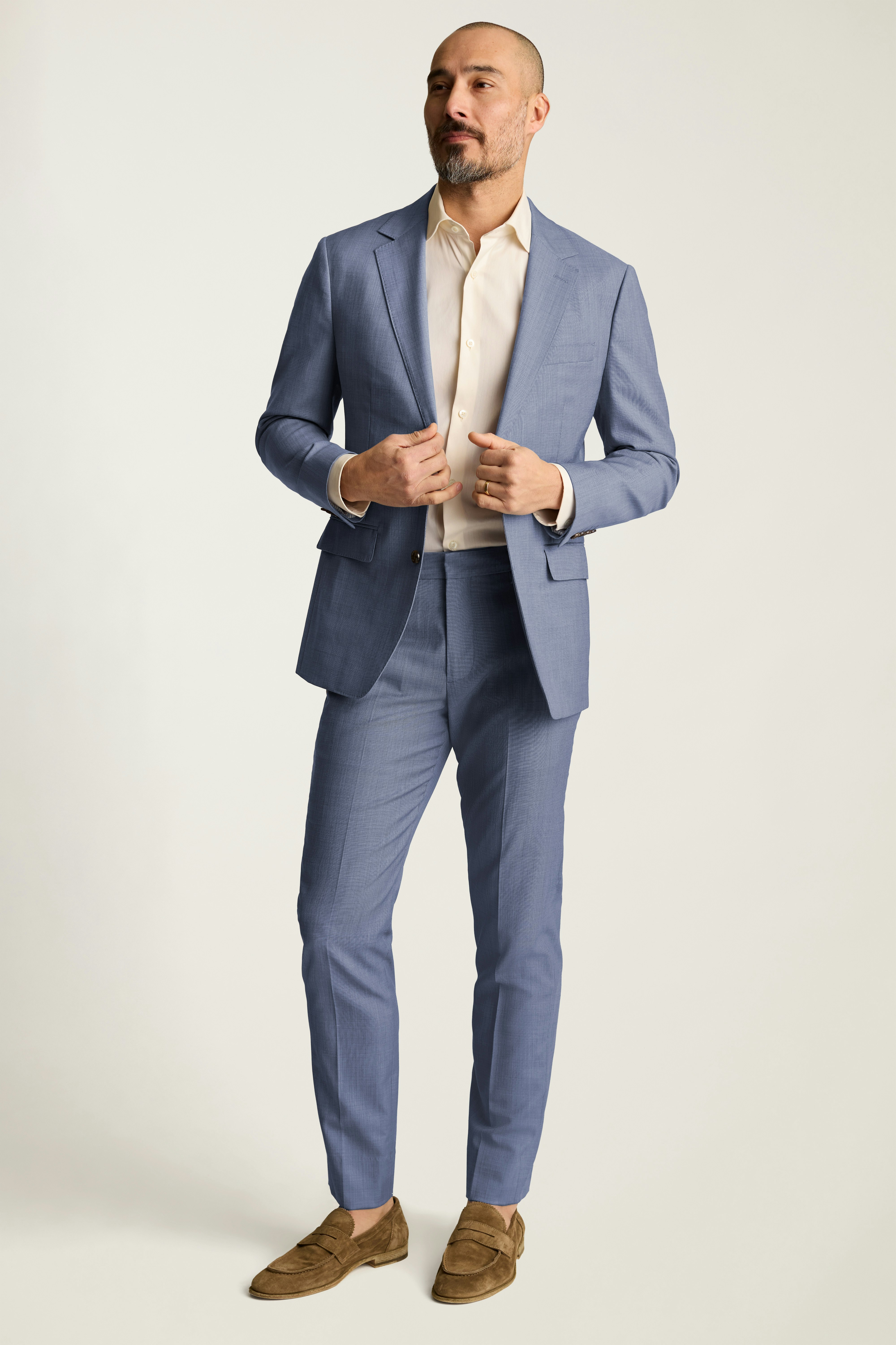 Jetsetter Italian Wool Blazer mid blue sharkskin