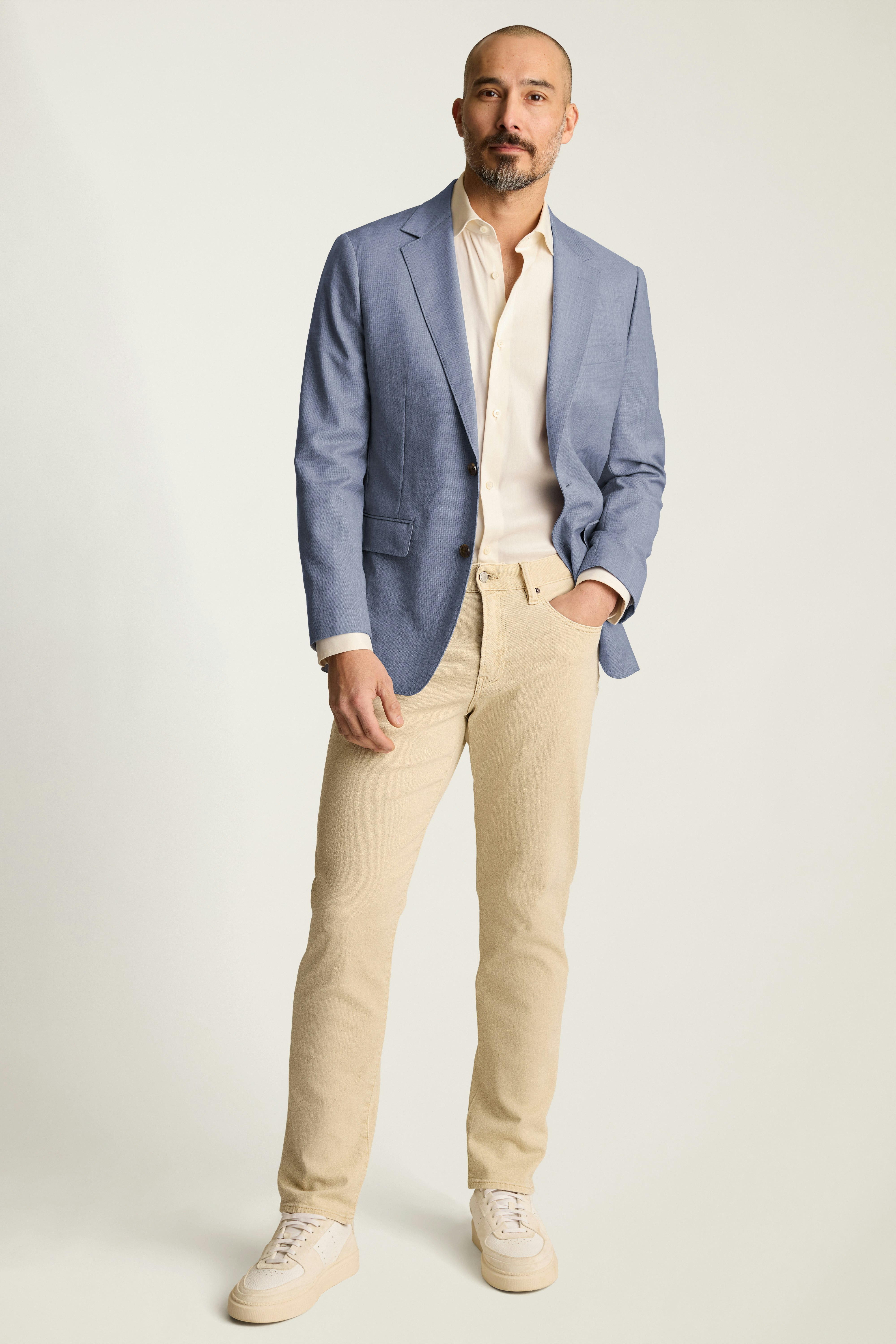 Jetsetter Italian Wool Blazer mid blue sharkskin