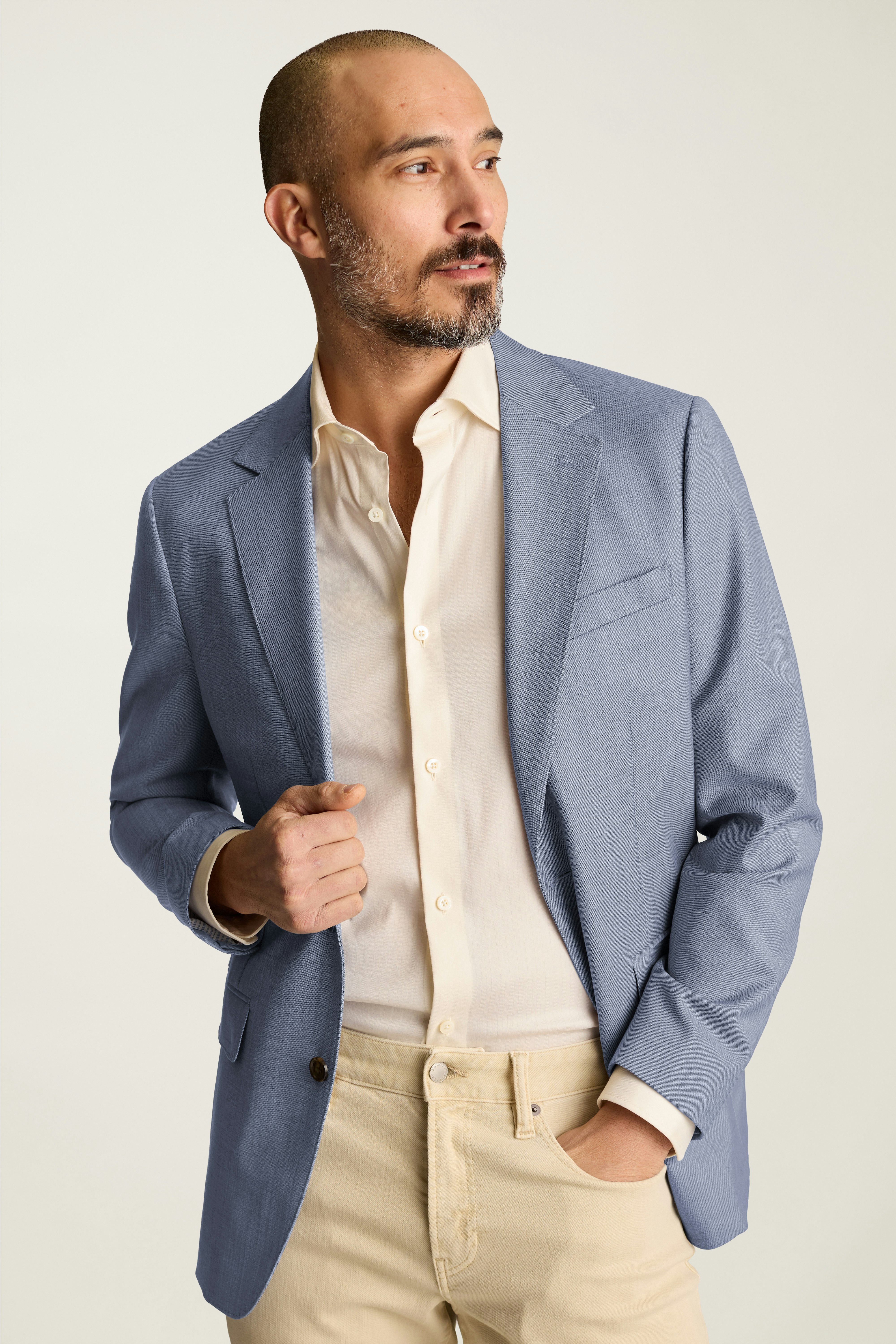 Jetsetter Italian Wool Blazer mid blue sharkskin