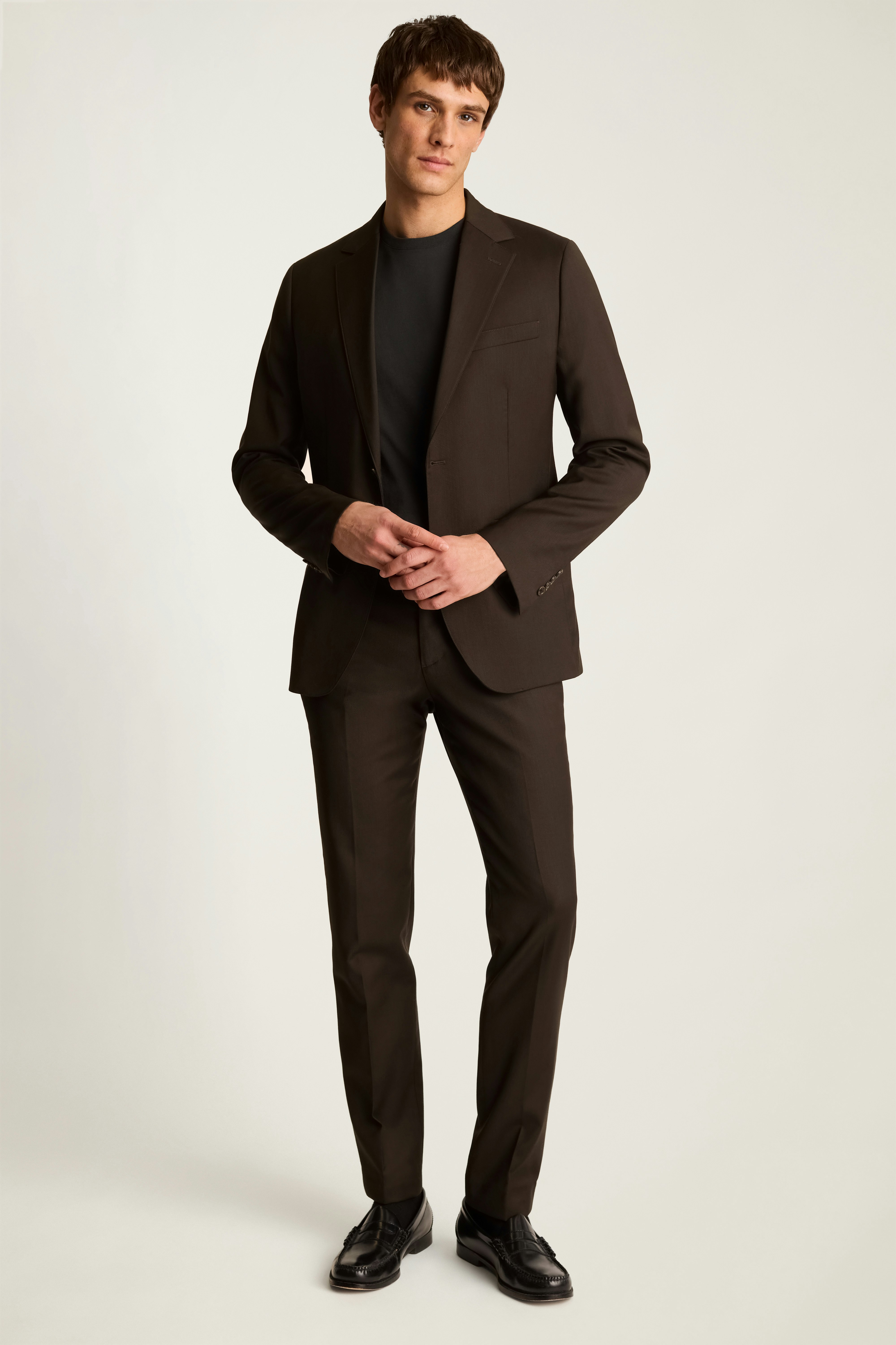 Jetsetter Italian Wool Blazer chocolate brown sharkskin